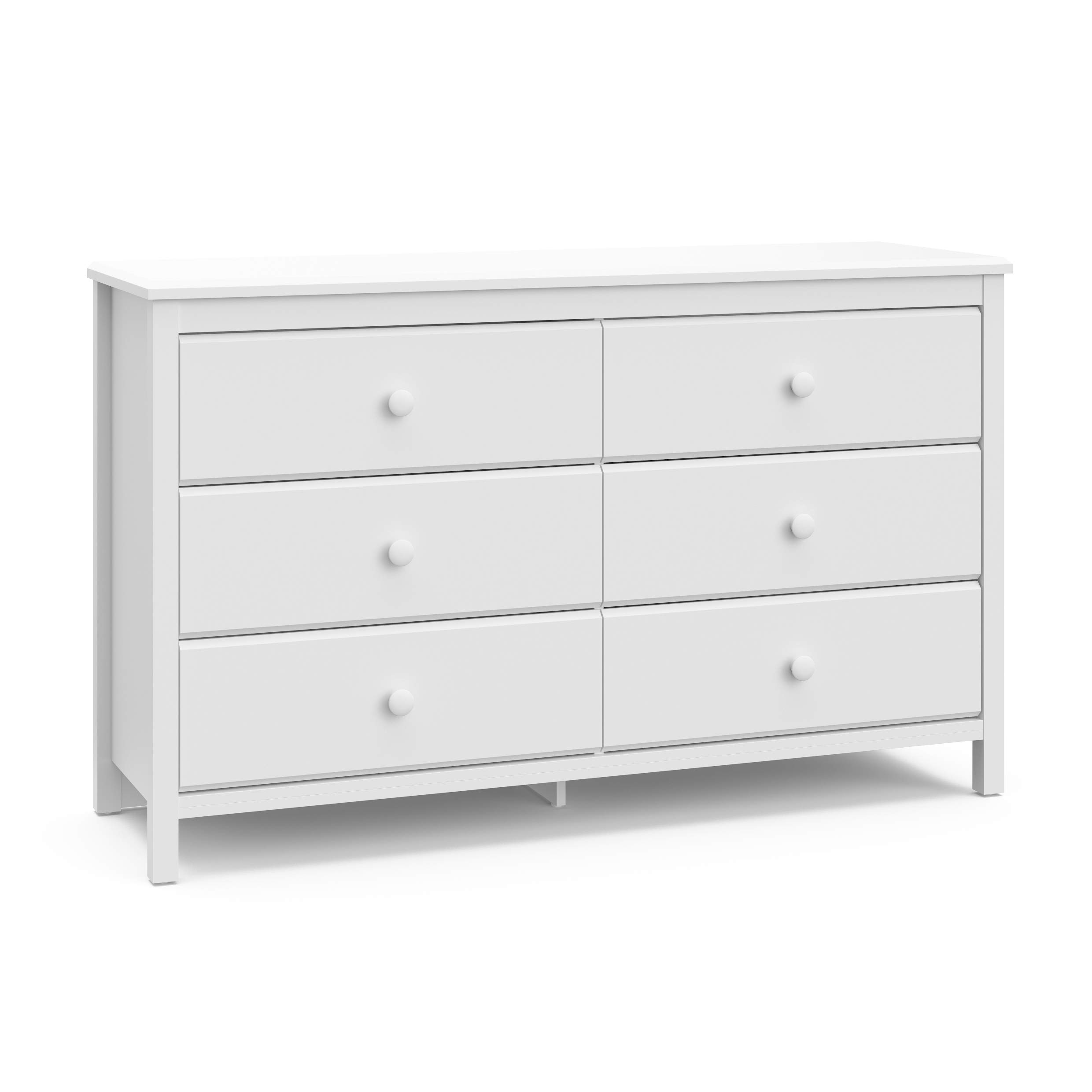 Storkcraft Alpine 6-Drawer Double Dresser in White - GREENGUARD Gold Certified Nursery Dresser for Kids | Baby Room Storage Organizer, Bedroom Chest of Drawers for Toddlers & Children | Perfect for Clothes, Toys, and Nursery Organization