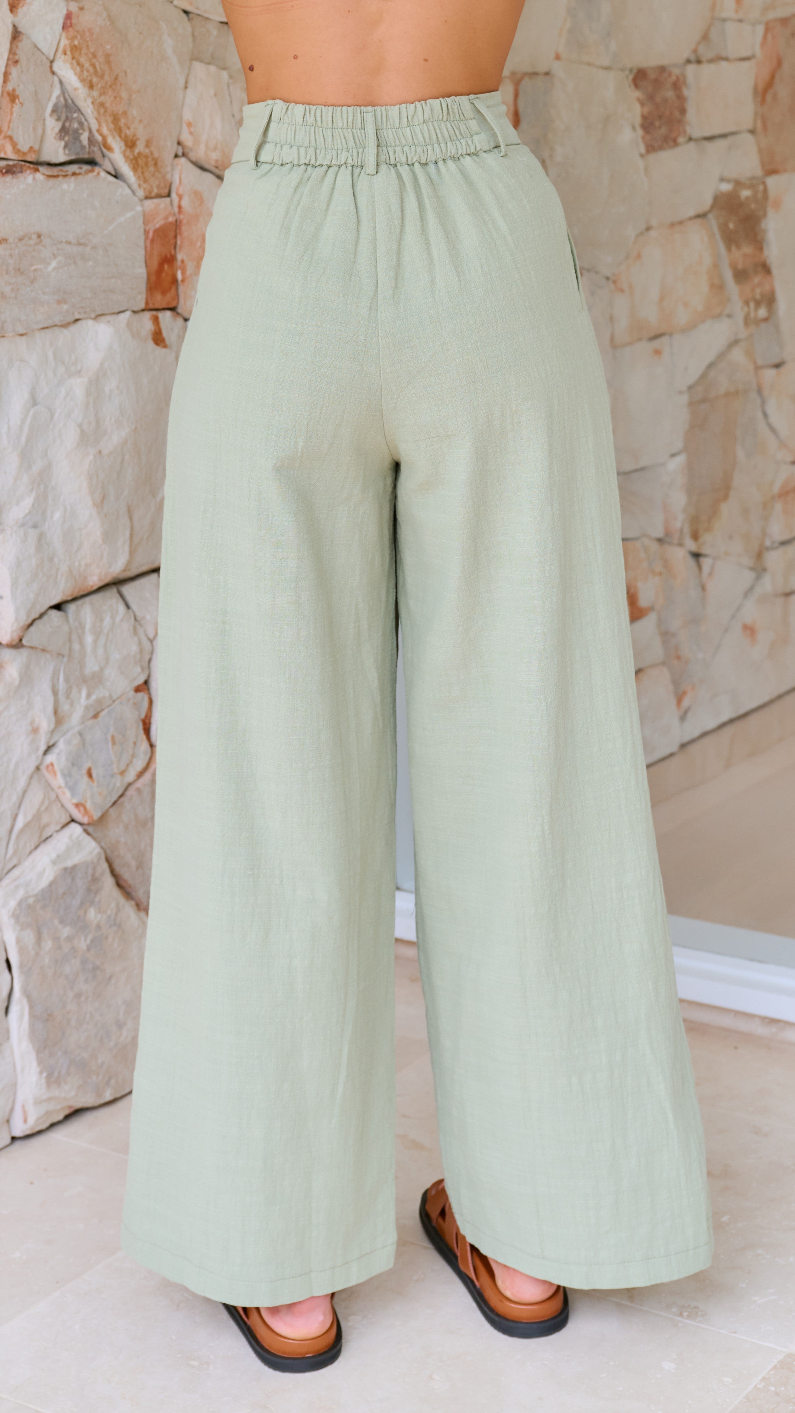 Jayme Women's High Waisted Casual Pants - Soft Stretchy Sage Green Trousers for Work, Travel & Everyday Comfort