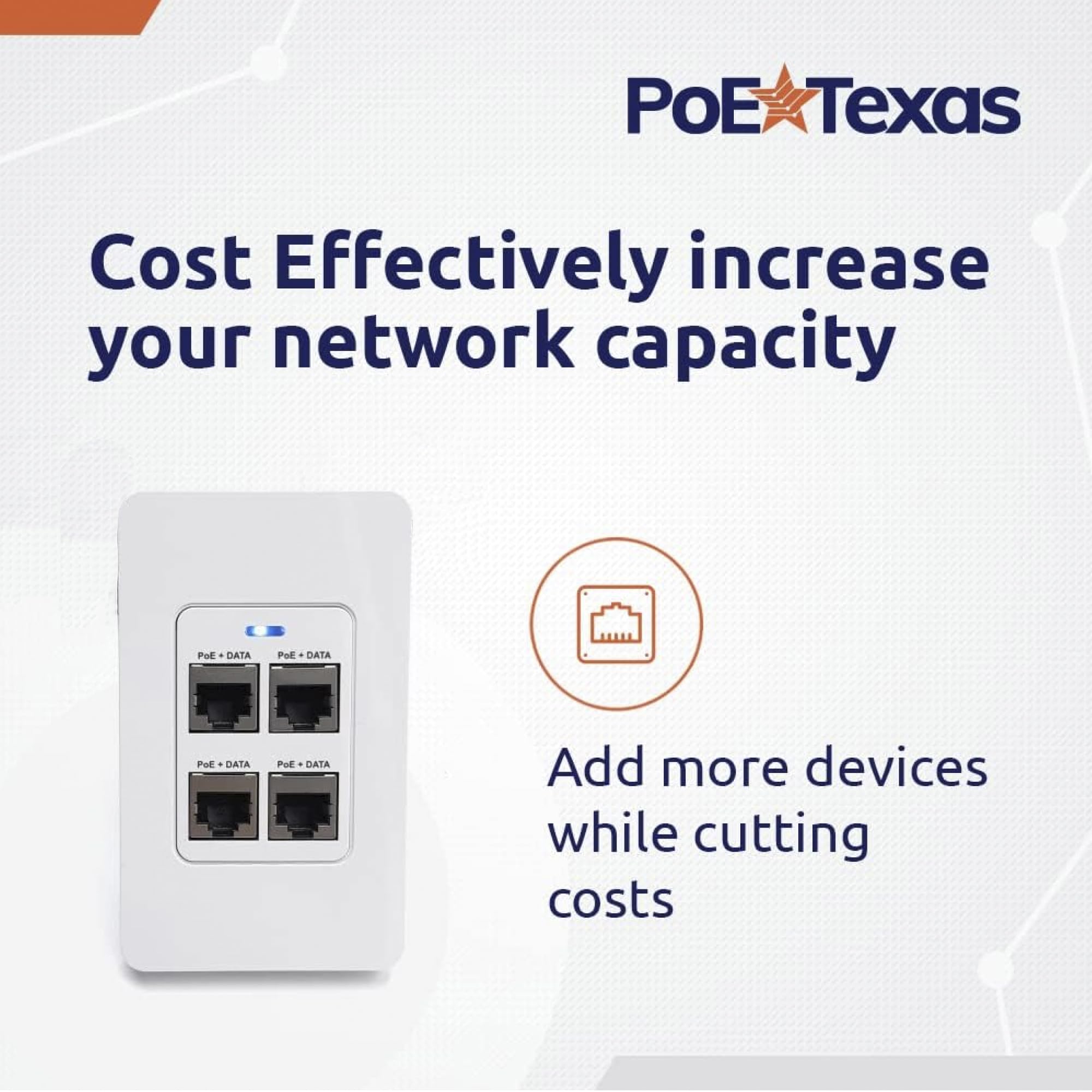 4-Port In-Wall Gigabit PoE Extender with IEEE 802.3bt Uplink - Power Over Ethernet Switch Plate for WiFi Access Points, VoIP Phones & Network Devices | Home & Office Networking Solution