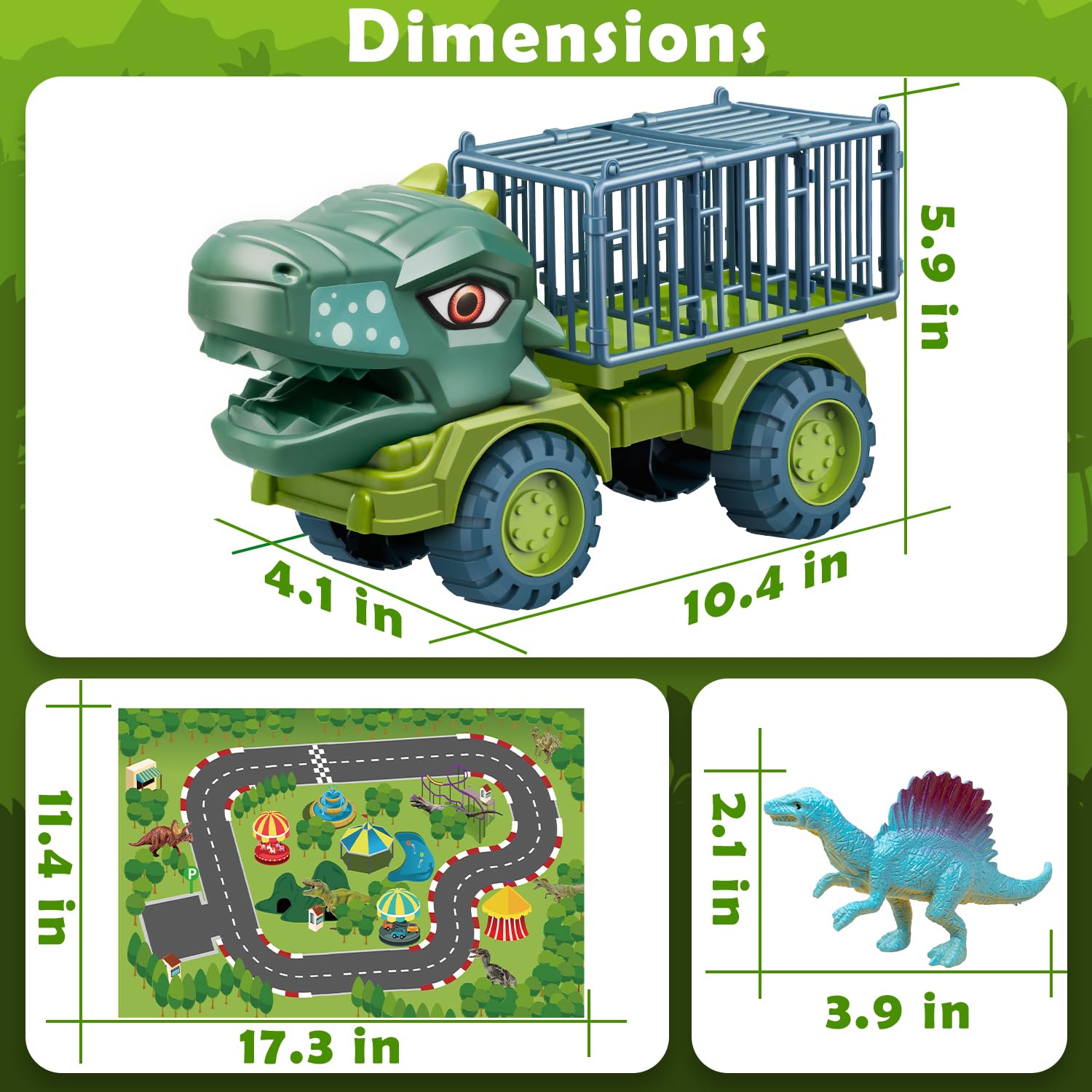 Dinosaur Truck Toy Set with 8 Tyrannosaurus Figures - Transport Carrier Vehicle for Kids Ages 3-10 | STEM Learning Toy for Boys & Girls | Birthday Gift Idea for Preschool & Elementary School Children | Perfect for Imaginative Play, Classroom Rewards & Dinosaur-Themed Parties