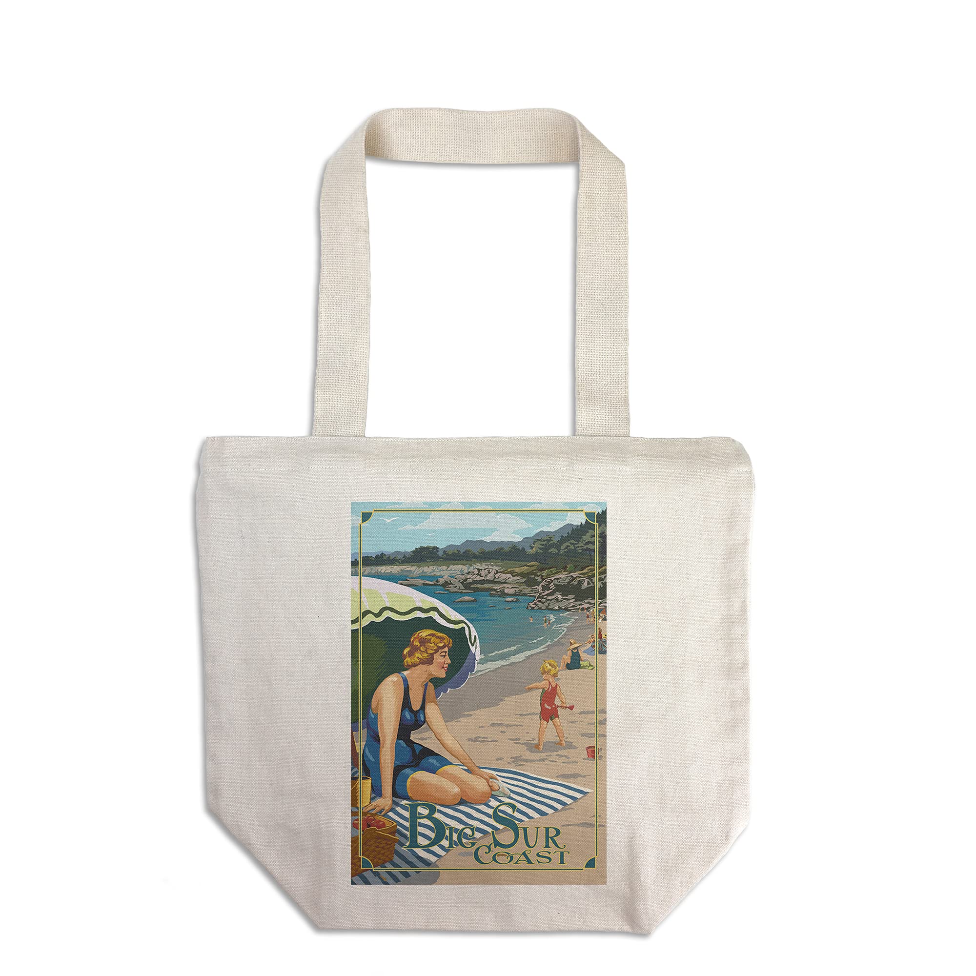 Lantern Press Point Sur Coast Beach Scene Tote Bag - 100% Cotton Canvas Reusable Shopping Bag for Beach, Grocery & Daily Use | California Coastal Art Gift