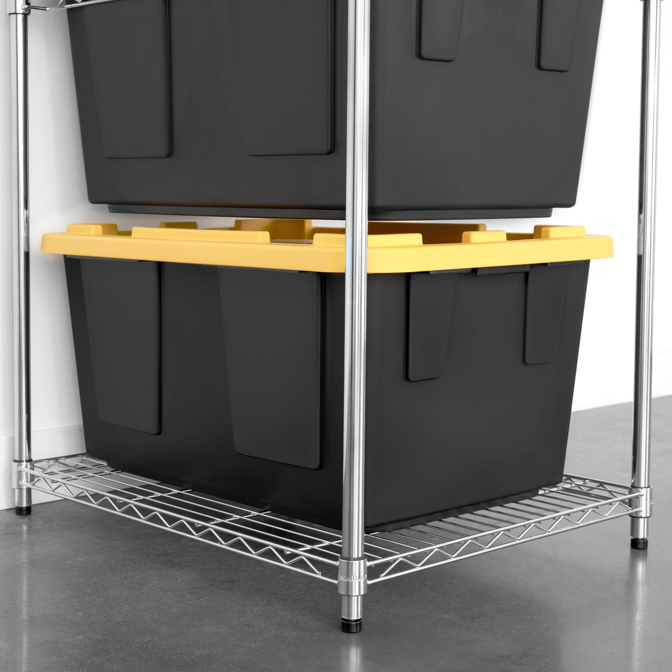 SafeRacks 2 Pack 5-Tier Steel Tote Rack - Heavy Duty Space Saving Storage Shelf for Garage, Pantry & Kitchen | NSF Certified | 31