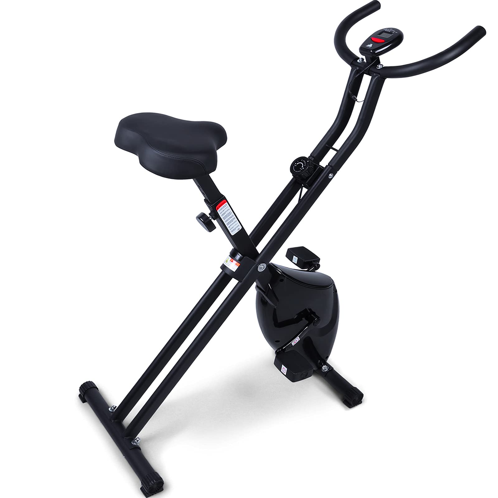 Foldable Magnetic Upright Exercise Bike - 8 Resistance Levels Indoor Cycling Bike for Home Cardio Workout | Compact Fitness Equipment for Small Spaces & Apartment Workouts
