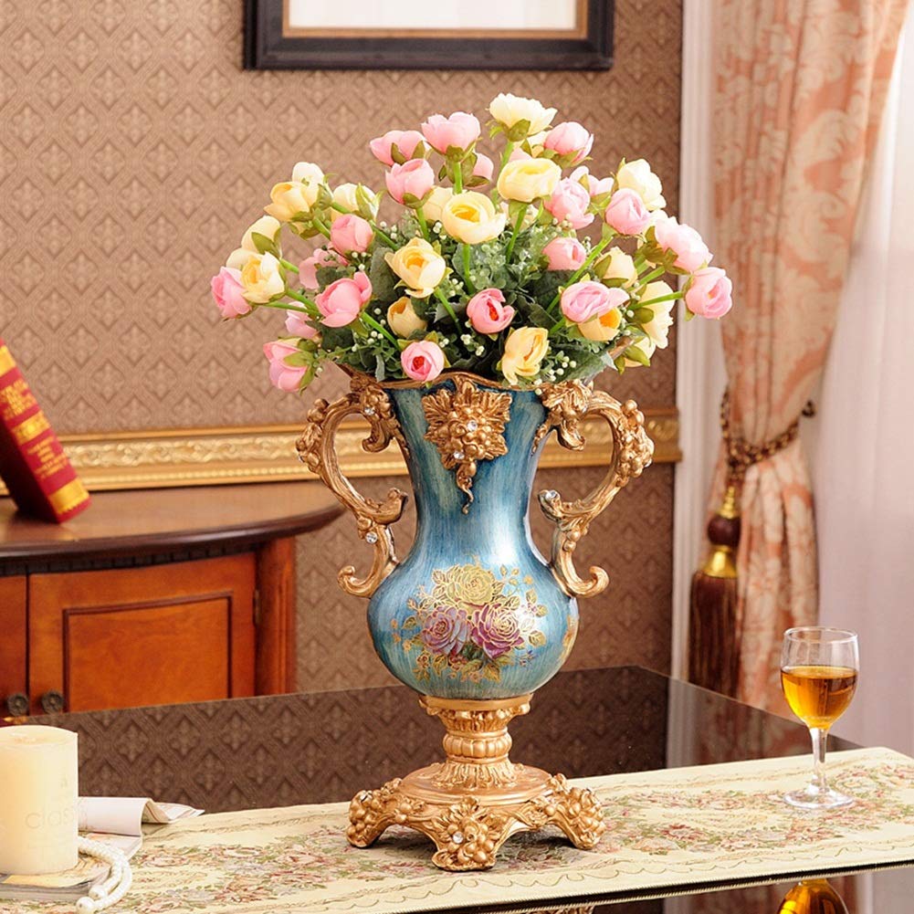 Hand-Painted European-Style Large Resin Flower Vase - 16.1