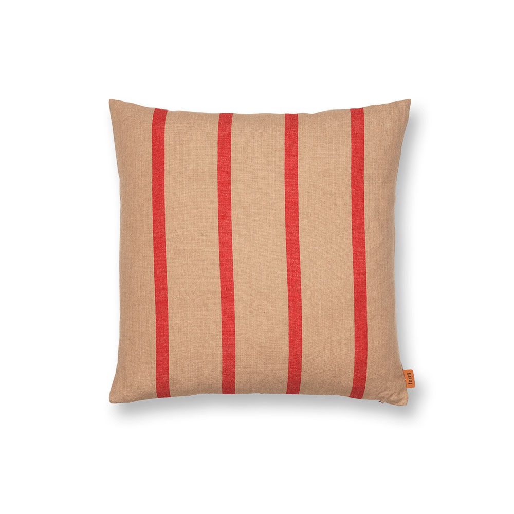 FERM LIVING Grand Cushion - Soft Camel & Red Decorative Throw Pillow for Sofa, Bed, Living Room - Cozy Home Decor Accent for Modern Interiors
