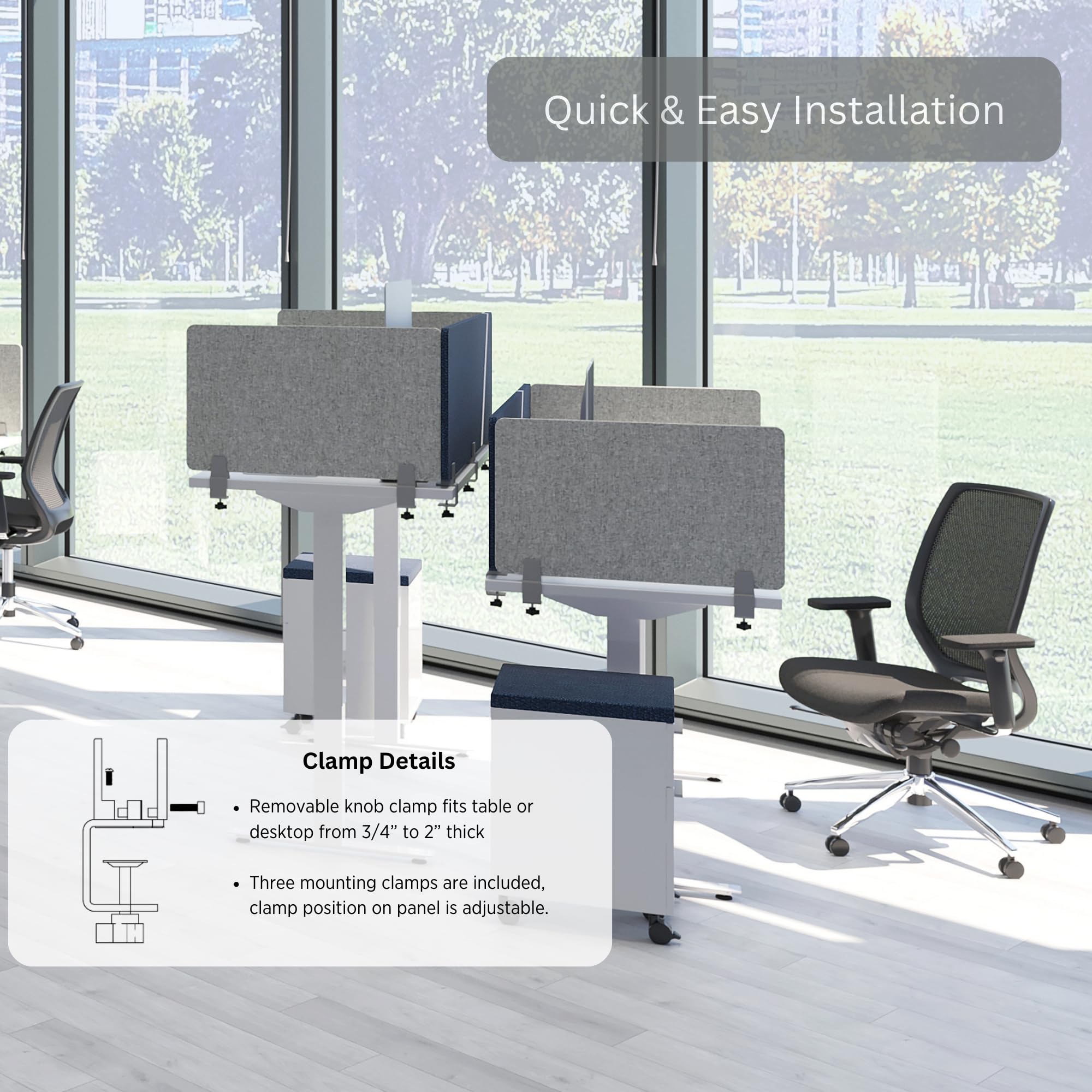 Sound Absorbing Panel Privacy Shield - Noise Reducing Office Divider for Cubicles, Study Desks & Home Offices (60