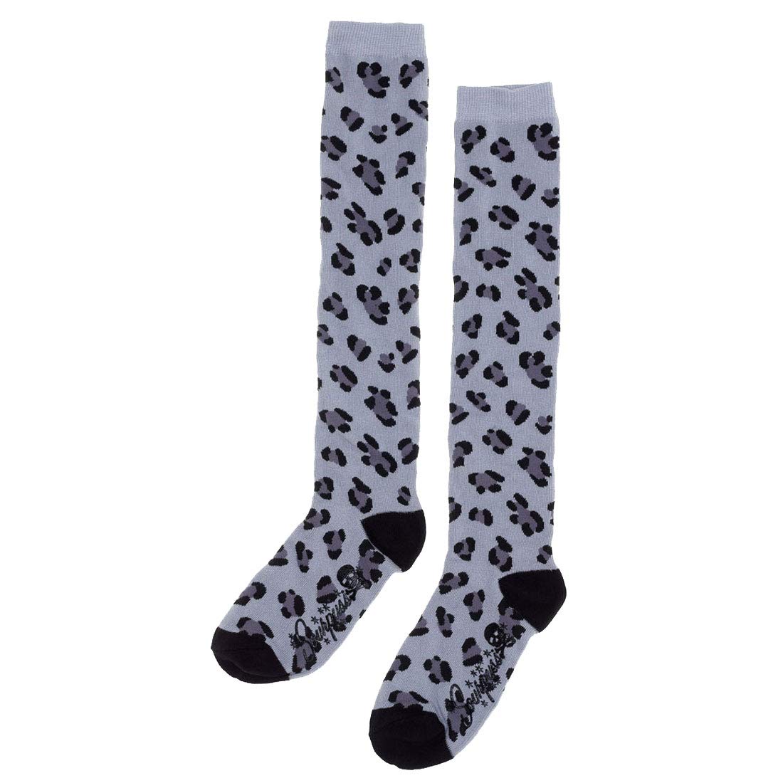Women's Knee High Socks - Soft Gray Leopard Print Animal Pattern Warm Winter Socks for Women - Perfect for Boots, Outfits, and Cold Weather Fashion