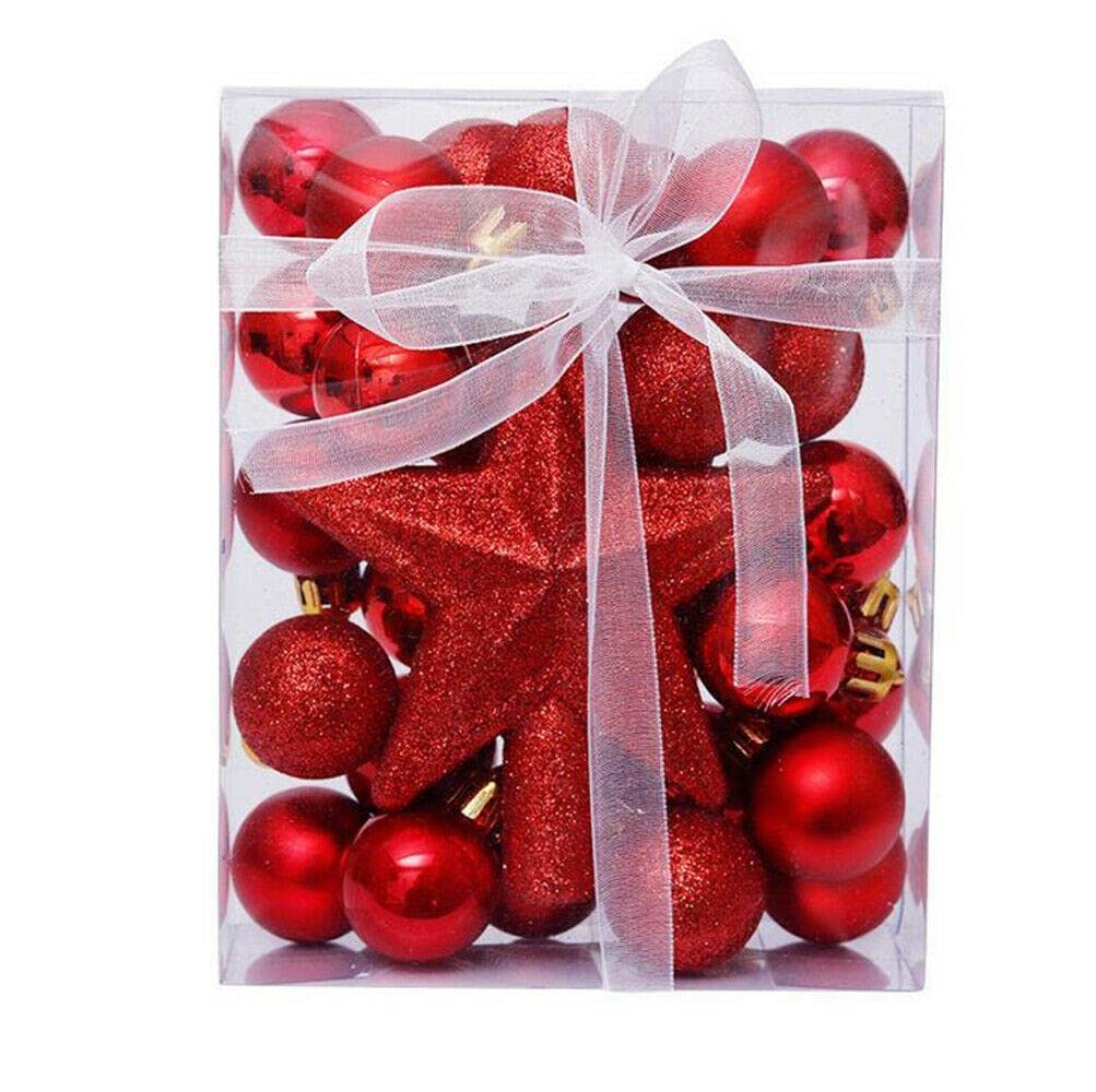 30PCS Christmas Ball Ornaments Set - Red and Gold Holiday Decor for Tree, Garland, Outdoor & Indoor Xmas Decorations - Perfect for Home, Party, and Festive Celebrations