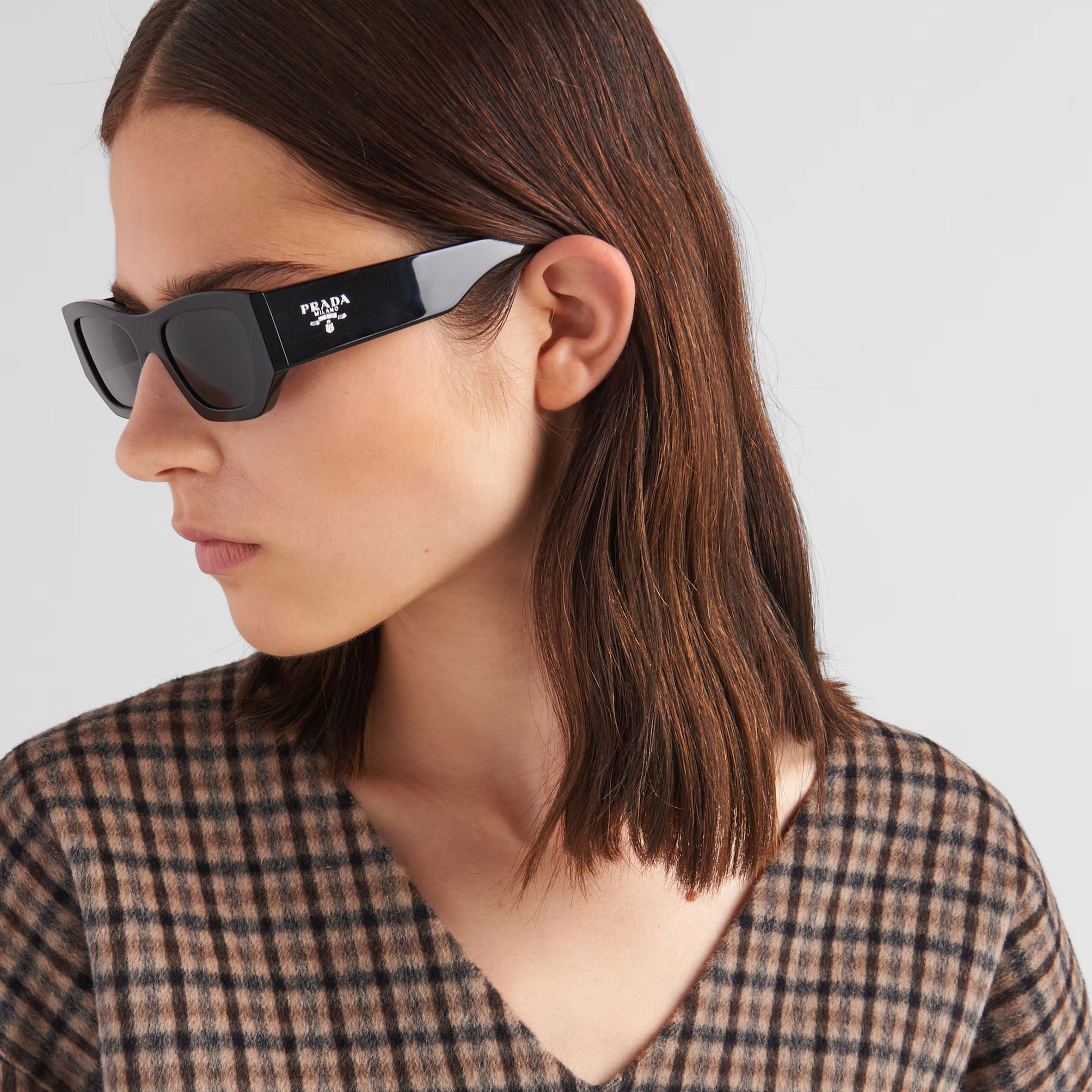 PRADA PRA01S Black Rectangle Sunglasses for Women & Men – Stylish UV Protection Shades for Outdoor, Driving & Fashion