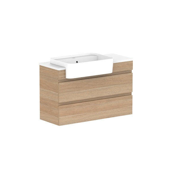 ADP Glacier Pro Semi-Recessed All-Drawer Twin Vanity with Solid Surface Top - Modern Bathroom Sink Cabinet for Master Bath & Guest Room Remodel