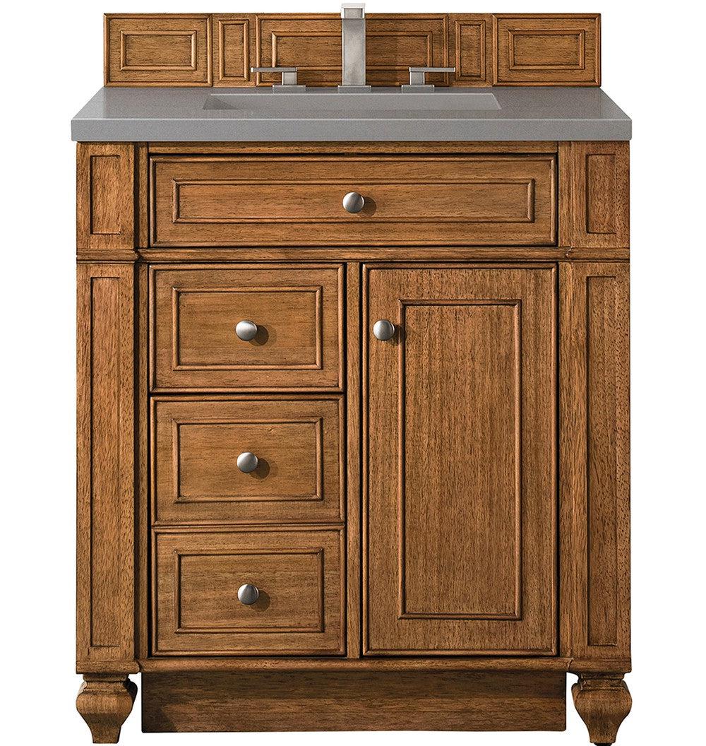James Martin Vanities Bristol Collection 30-Inch Single Bathroom Vanity in Saddle Brown with Optional Countertops - Perfect for Modern Master Bathrooms and Guest Bathroom Renovations