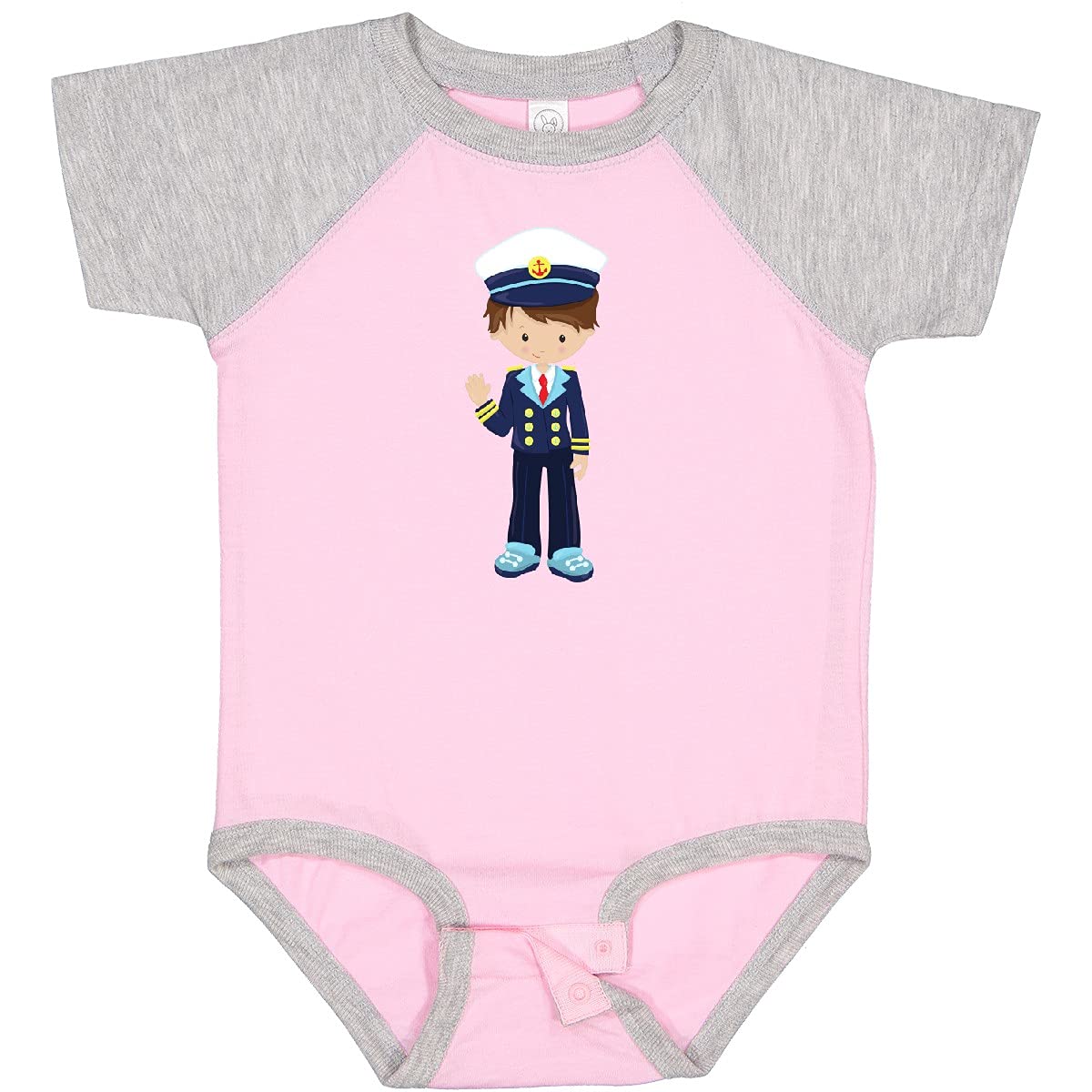 Inktastic Boat Captain & Skipper Cute Brown Hair Baby Bodysuit - Soft Cotton Onesie for Newborns & Infants - Perfect for Nautical Themed Outfits, Baby Showers & Photo Shoots