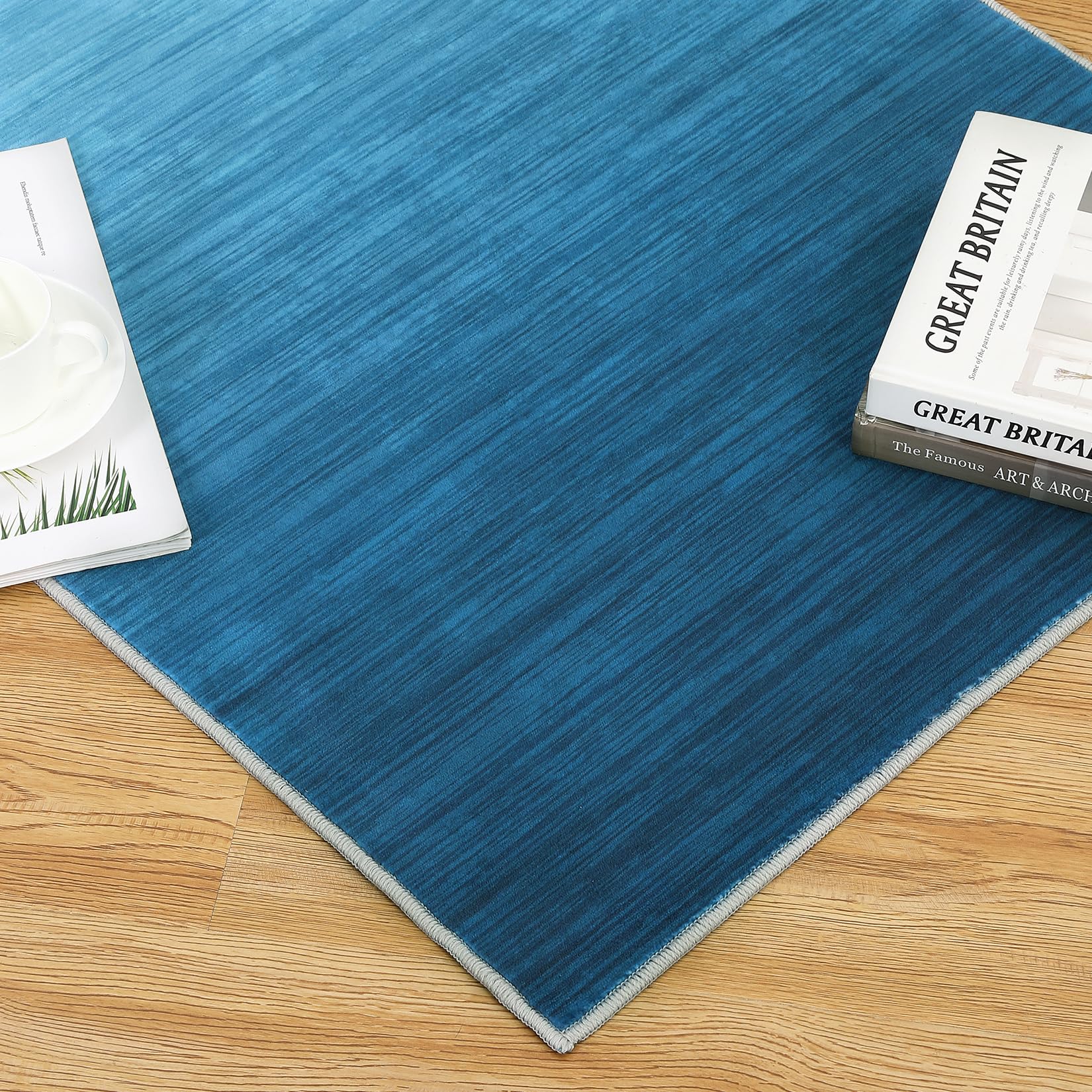 GARVEE 3x5 Ombre Area Rug - Modern Low Pile Indoor Carpet for Living Room, Bedroom, Office & Dining Room - Oil Painting Style Blue Rug - Perfect for Boho Chic Decor & Cozy Home Spaces