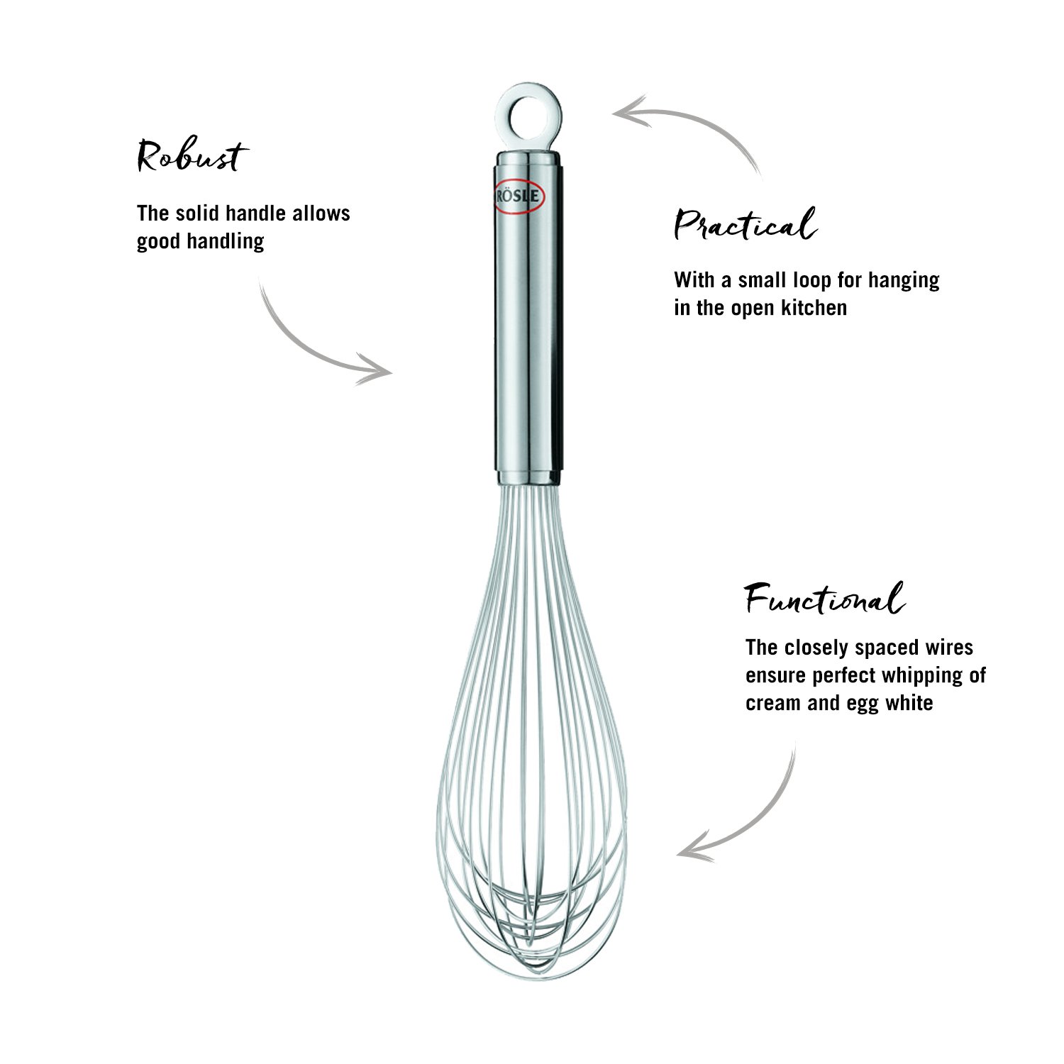 Rösle Stainless Steel Balloon Egg Whisk - 14 Wire Heavy Duty Kitchen Whisk - 12.6 Inch Professional Baking Tool for Mixing, Beating Eggs & Cream - Perfect for Home Bakers & Professional Chefs