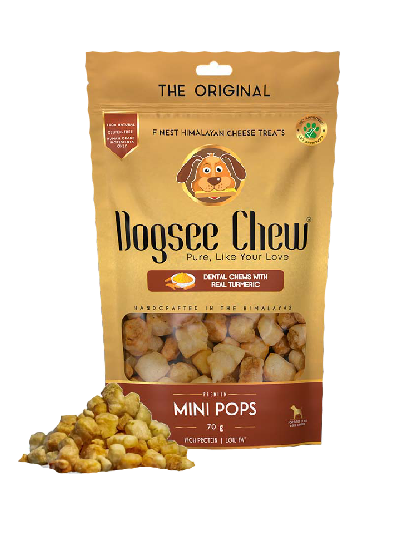 Organic Himalayan Cheese Dog Treats with Turmeric - 70g Mini Pops for Small & Medium Dogs - Healthy Training Snacks & Dental Chews for Puppies & Adult Dogs - Perfect for Travel, Outdoor Adventures & Reward Training