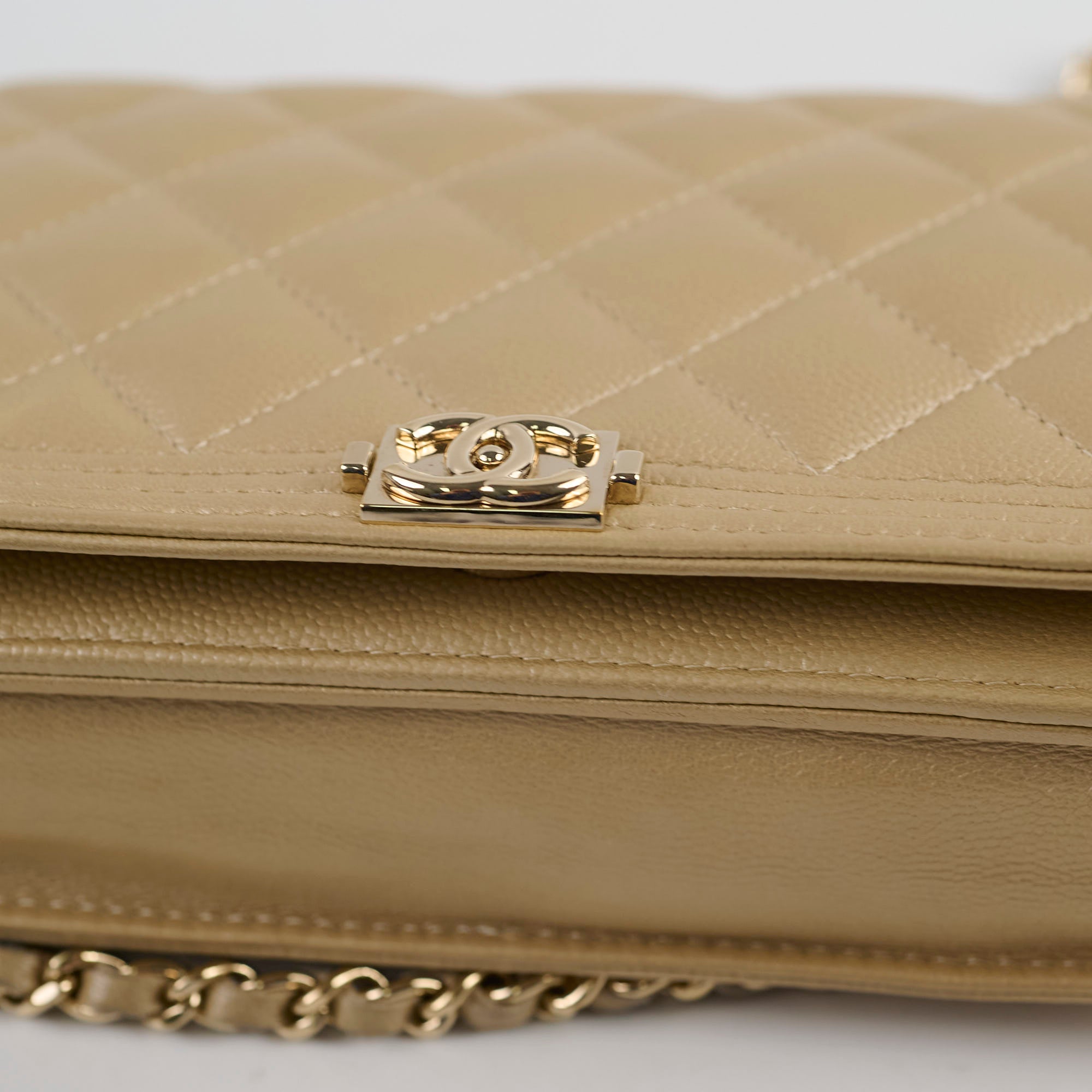 Chanel Boy Wallet On Chain Gold Caviar Leather Crossbody Bag - Luxury Designer Handbag for Women, Perfect for Parties, Date Nights & Special Occasions