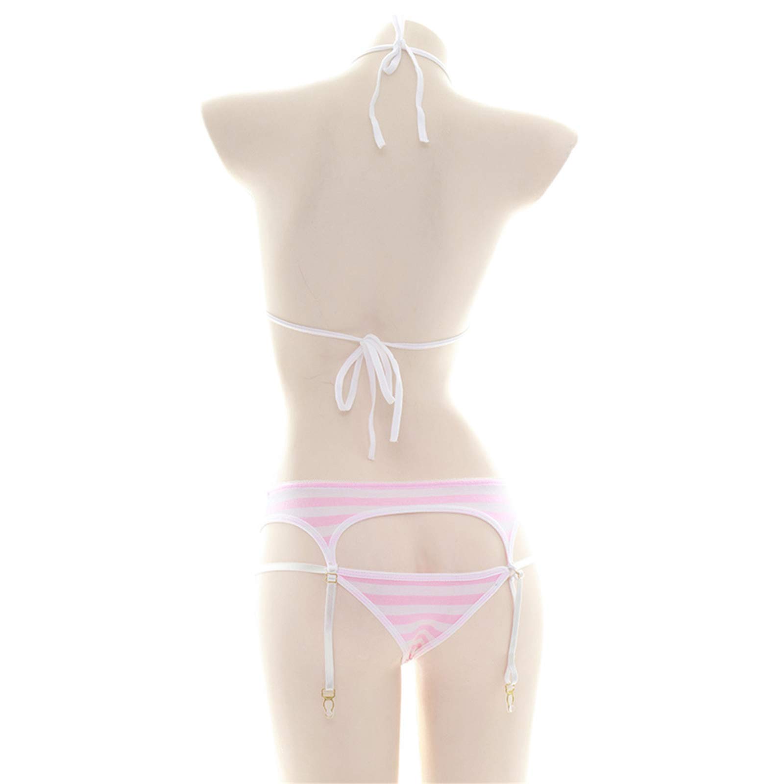 YOMORIO Anime Lingerie Set - Sexy Striped Micro Bikini Bra & Panty for Cosplay | Cute Kawaii Lingerie for Women | Perfect for Valentine's Day, Role Play & Anime Conventions