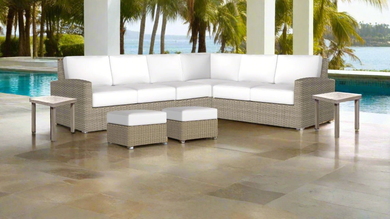 Phisco Outdoor Biscayne Ottoman - Waterproof Patio Furniture with Storage, Perfect for Poolside, Garden, and Backyard Relaxation