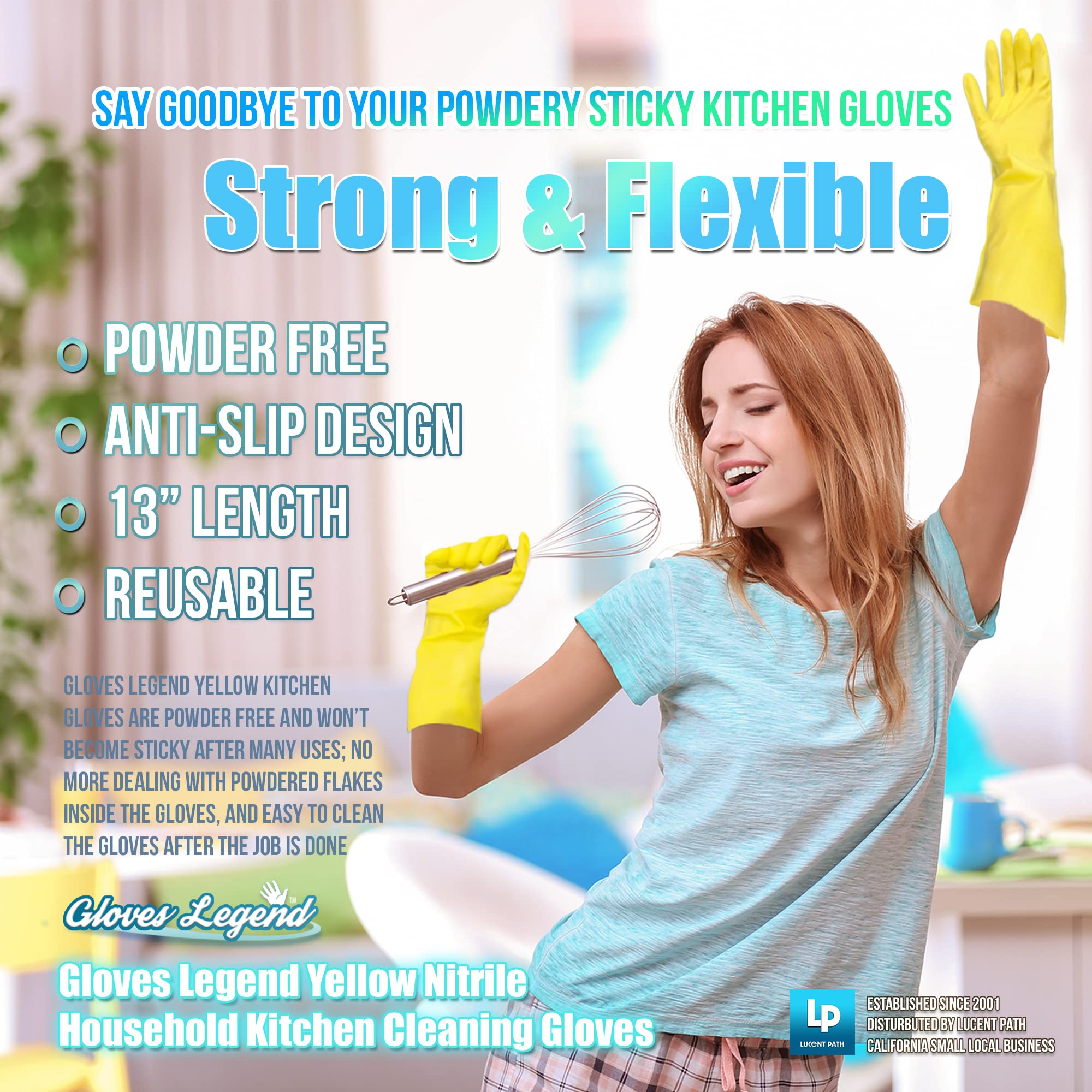 Yellow Reusable Dishwashing Gloves for Kitchen Cleaning - Medium & Small Size - Perfect for Washing Dishes, Household Chores & Gardening