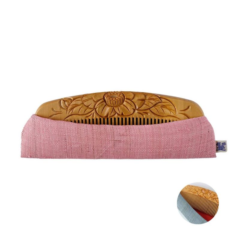 Handmade Japanese Tsuge (Boxwood) Comb with Hand-Woven Linen Case - Traditional Kyoto Hair Accessory for Women & Men | Perfect for Daily Styling, Gift Giving & Japanese Culture Enthusiasts