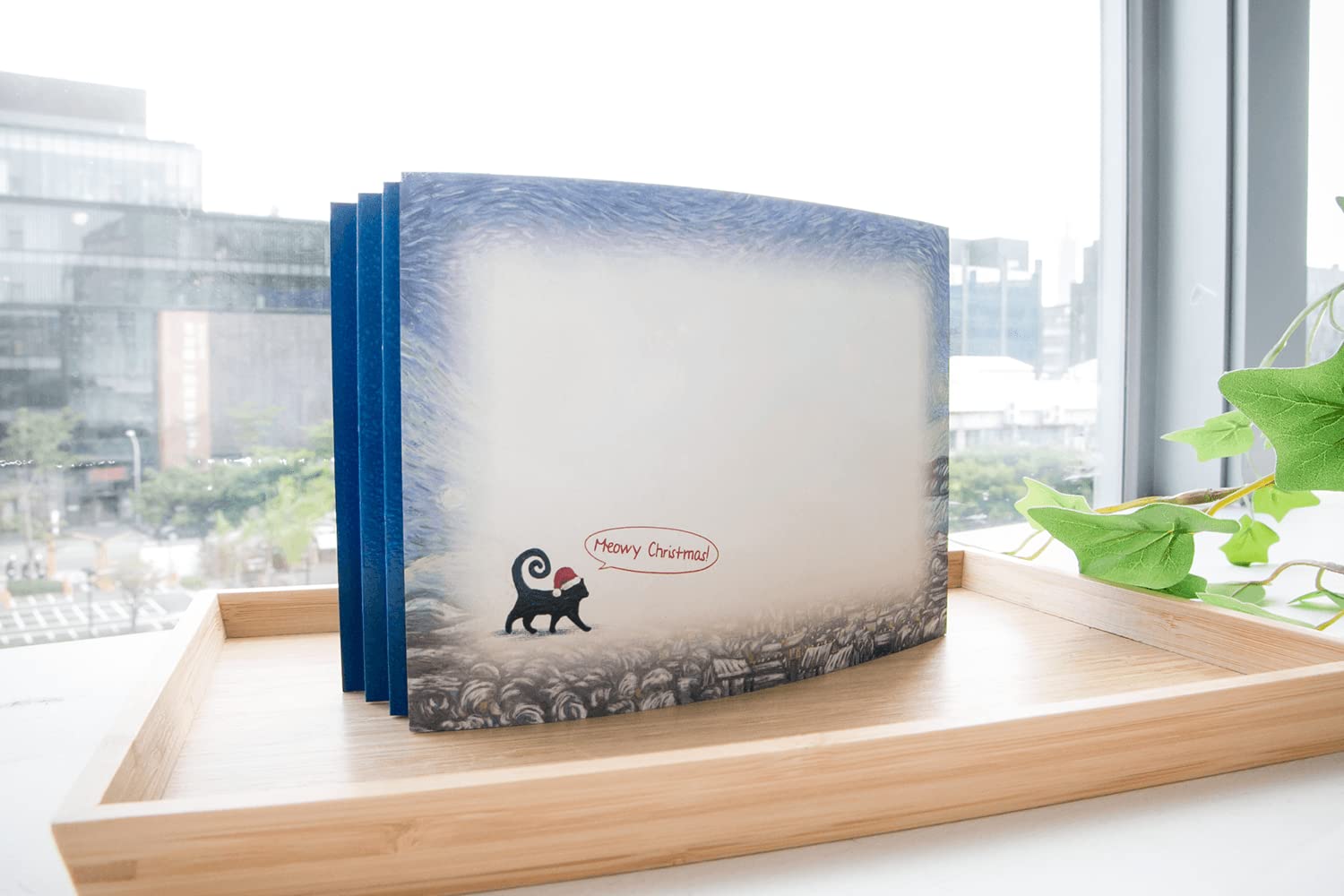 Meowy Christmas Pop-Up Greeting Card - Starry Night Holiday Art Card for Friends & Family | Christmas Gift, Flat-Fold Design with Envelope | Perfect for Holiday Wishes, Office Exchanges & Festive Decor