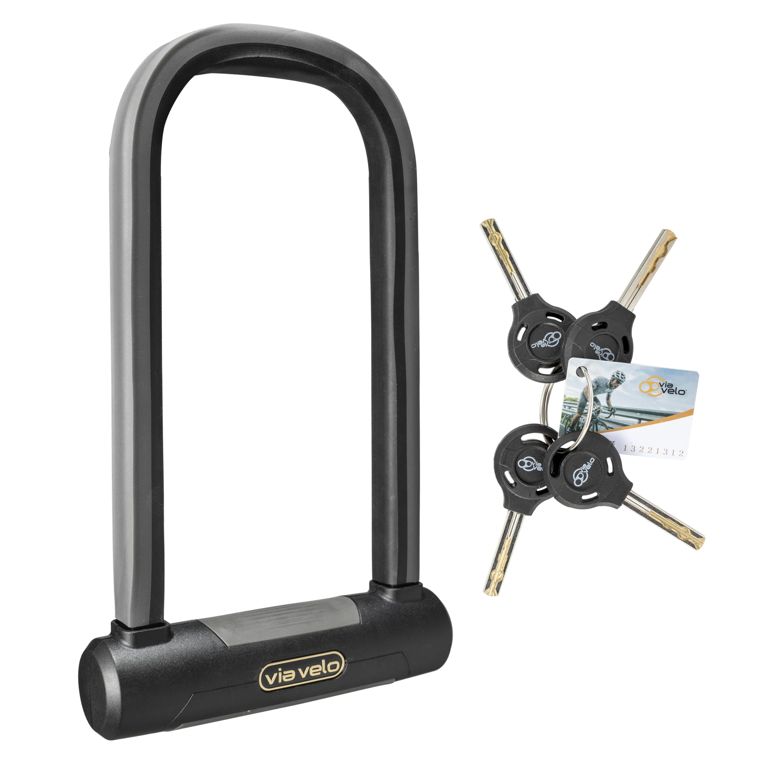 Via Velo Elite U Lock - 20CrMnTi Heavy Duty Steel Bicycle Lock with 17mm Shackle (9.25