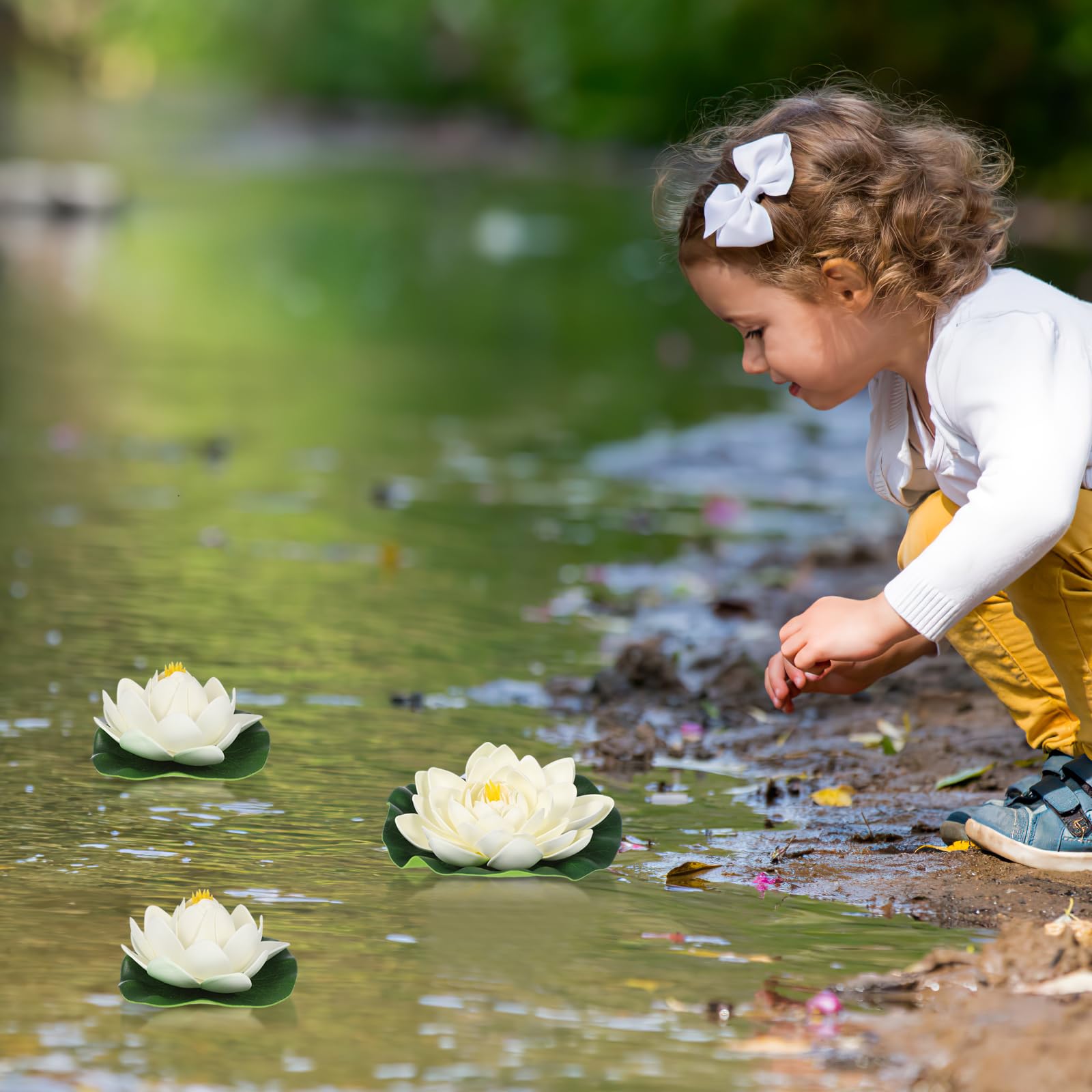 6Pcs Artificial Water Lilies - Realistic Fake Lily Pads for Garden Ponds, Aquariums & Pool Decor | Floating Pond Plants for Water Features, Wedding Centerpieces & Backyard Landscaping
