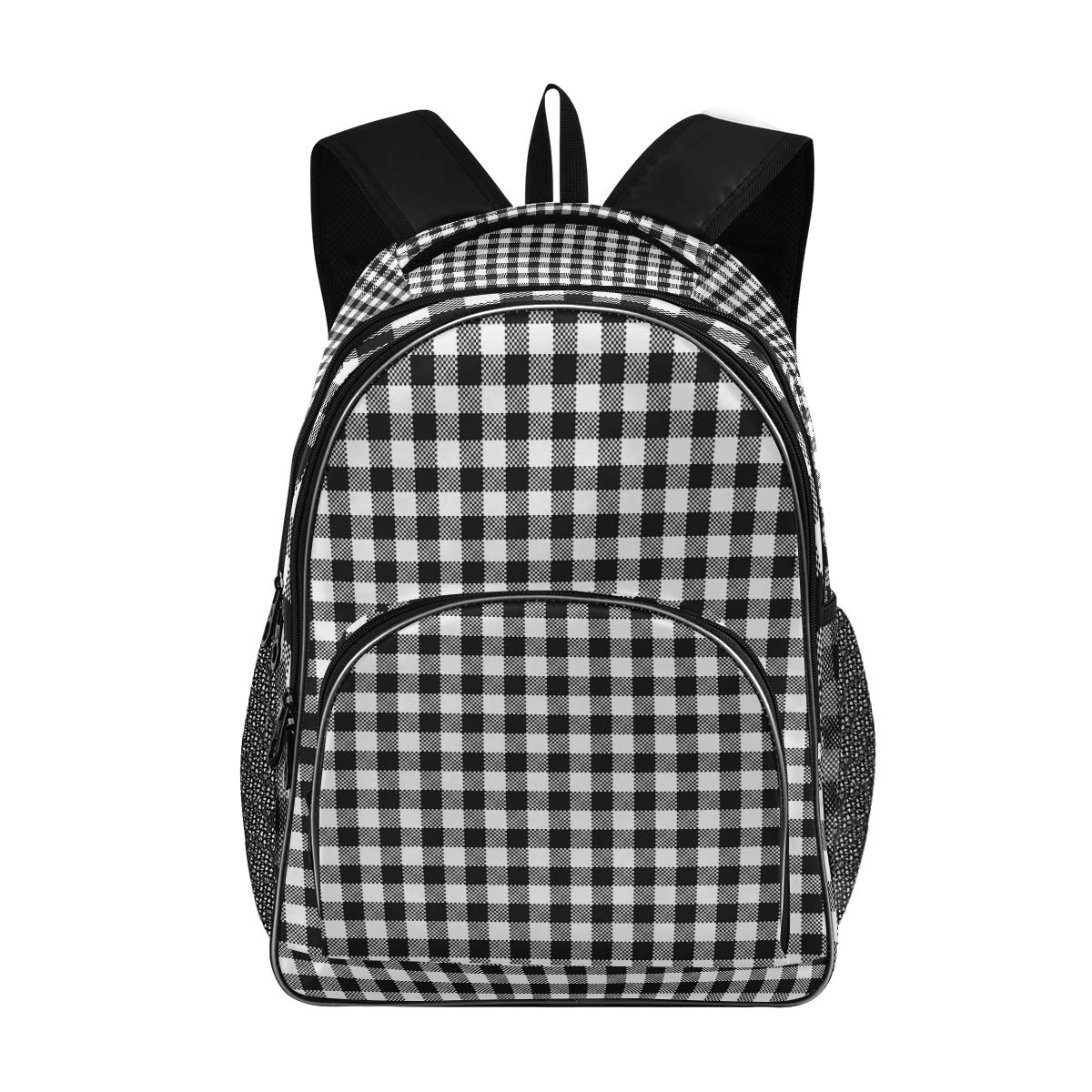 ALAZA Black Plaid Backpack for Teens - Stylish Elementary School Bag, Casual Daypack, Lightweight Book Bag for Travel & Daily Use - Perfect for School, College, Campus, Commuting & Weekend Outings