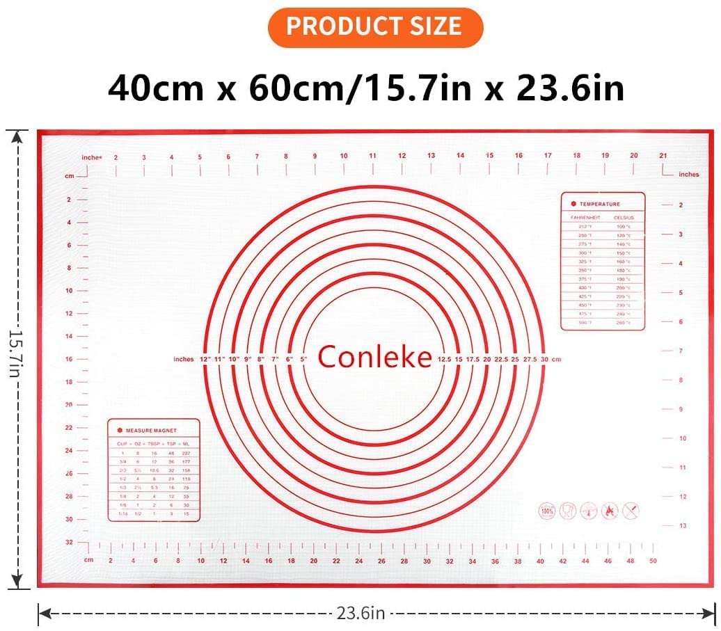 Non-Slip Silicone Pastry Mat - Thick Non-Stick Baking Mat for Rolling Dough, Pie Crust, Pizza & Cookies - Easy Clean Kneading Mat - Perfect for Home Bakers & Professional Chefs