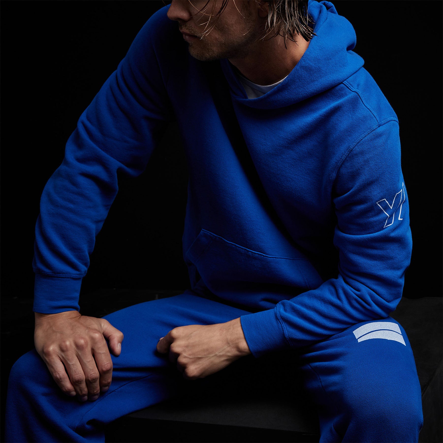 French Terry Pullover Hoodie for Men & Women | Soft Cotton Blend | Royal Blue/White | Casual Wear & Loungewear | Perfect for Gym, Running & Everyday Comfort