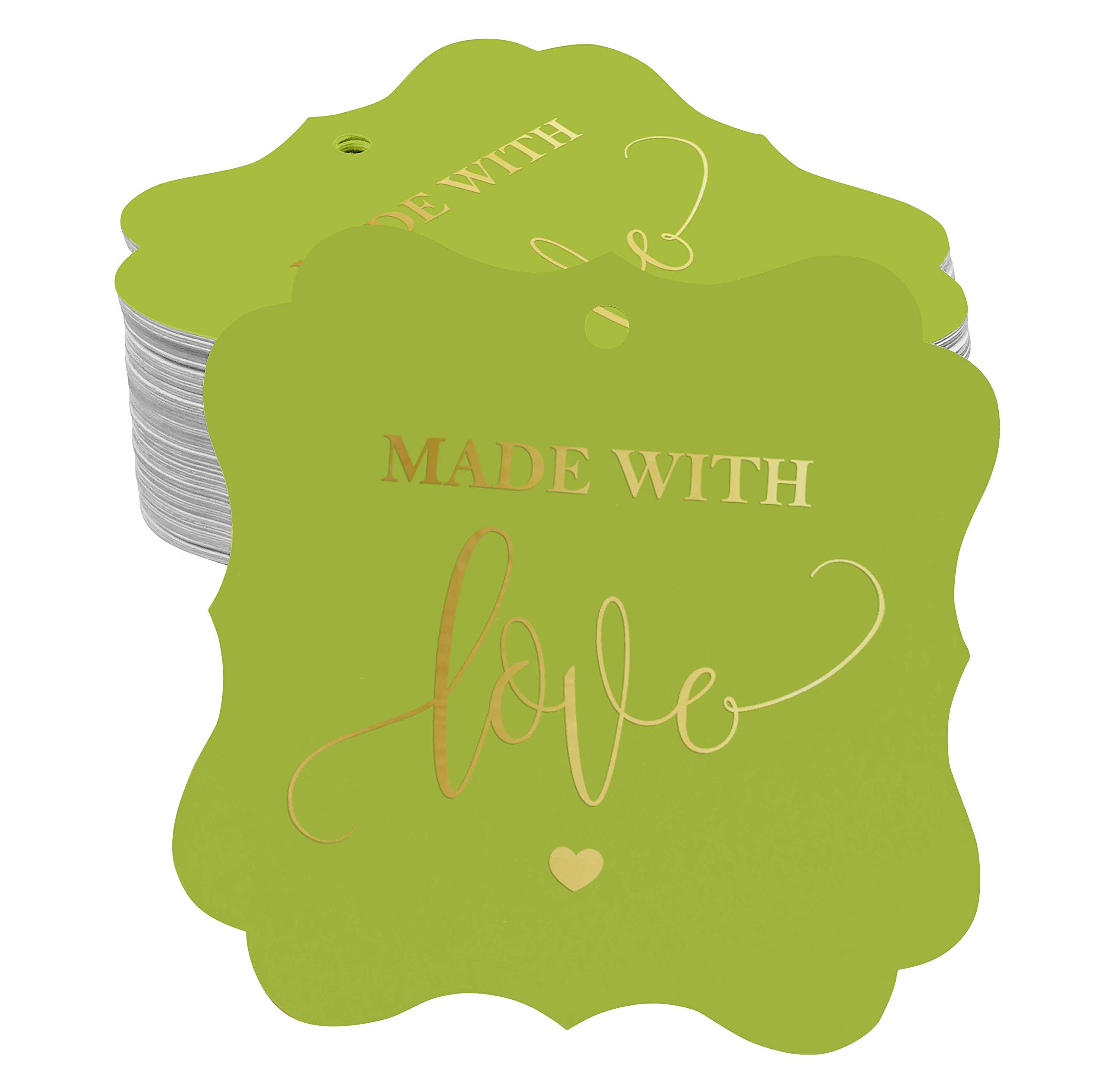 50 Pack Real Gold Foil Bracket-Shaped Paper Hang Tags - Elegant Wedding Favor Tags for Bridal Shower, Baby Shower & Party Decorations