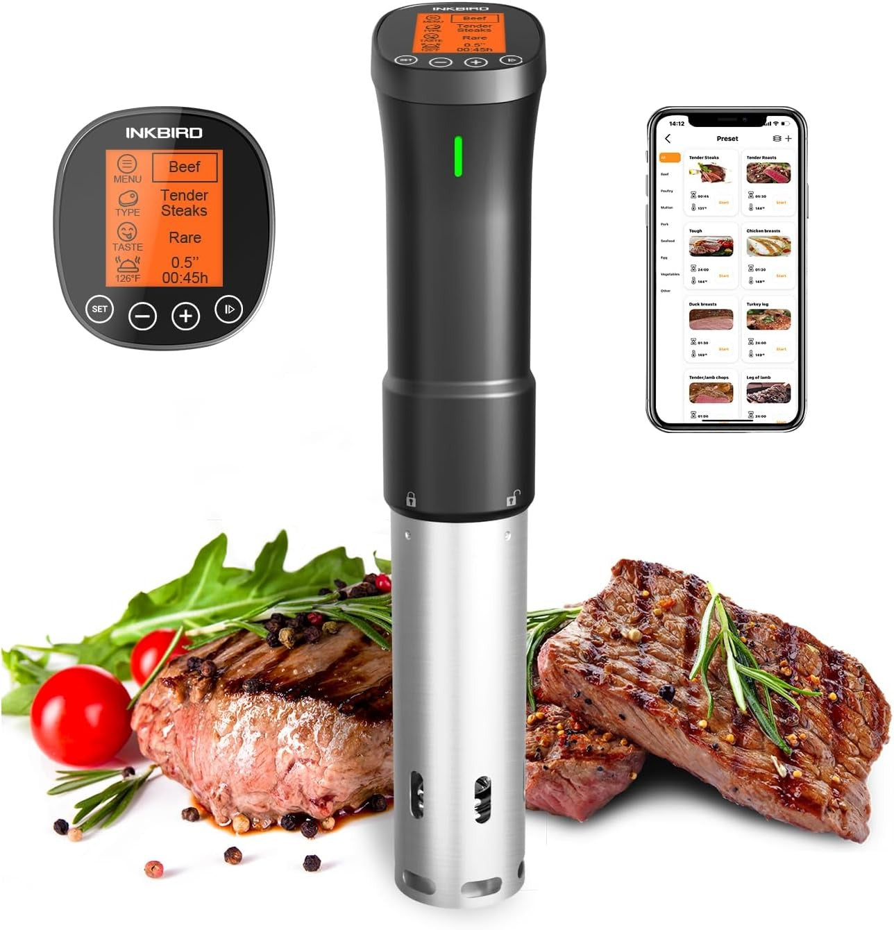 ISV 200W WiFi Sous Vide Precision Cooker - Smart Immersion Circulator for Perfect Steak, Chicken & Fish - Remote Control via App for Home Kitchen & Restaurant Use