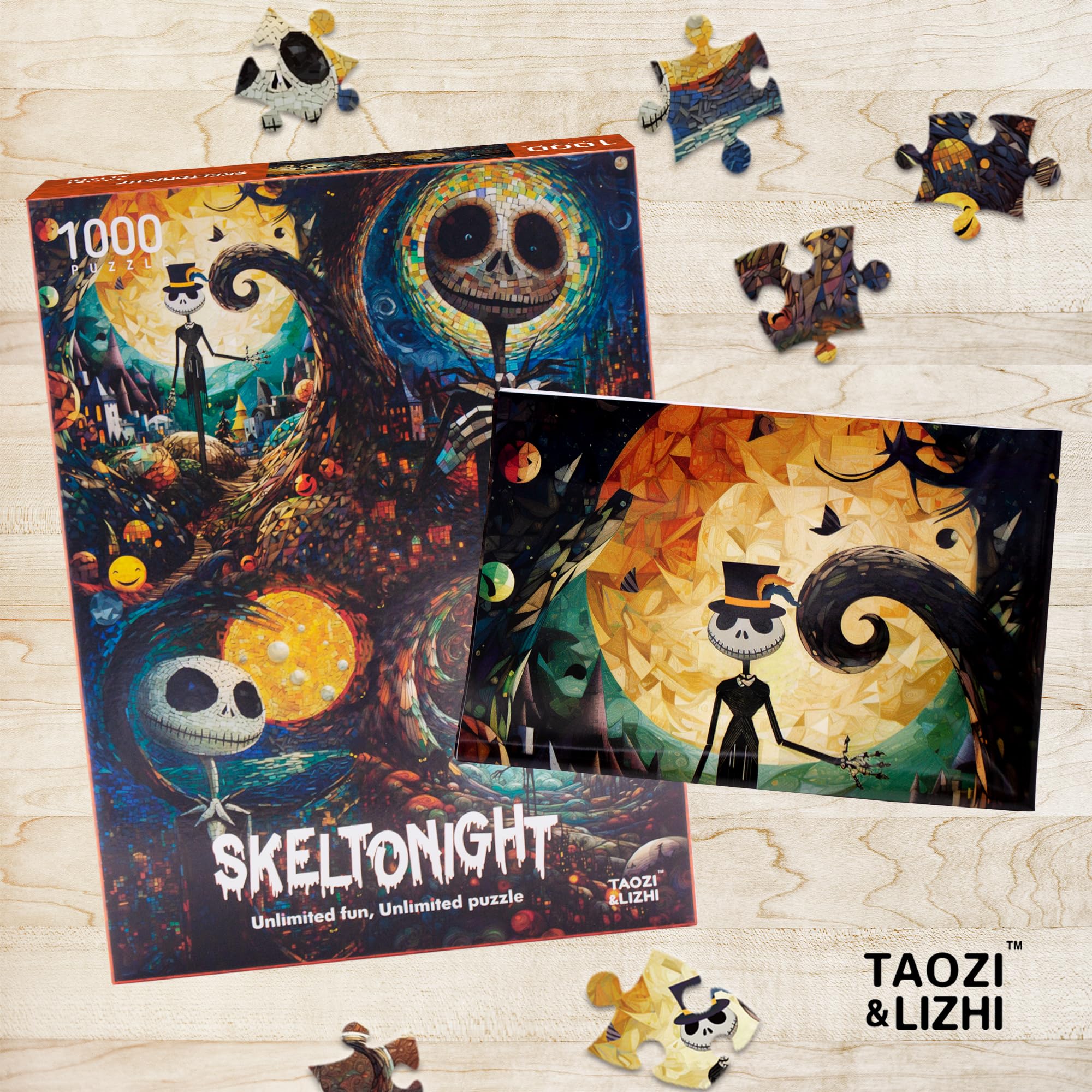 1000 Piece Jigsaw Puzzle for Adults - Skeleton Theme Family Game, Unique Christmas & Birthday Gift for Kids, Teens - Perfect for Home Decor, Halloween Party Supplies & Brain Teaser Activities