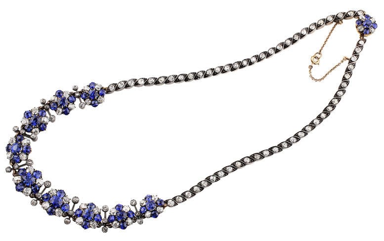 18K White Gold Antique Sapphire Necklace - AGL Certified Natural Blue Sapphire Pendant for Women | Elegant Jewelry Gift for Anniversary, Birthday & Special Occasions