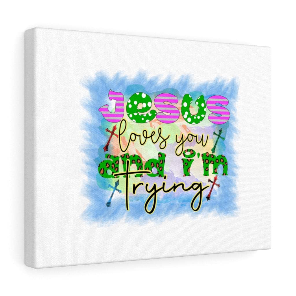 Jesus Loves You Christian Wall Art - Blue Square Bible Verse Print - Ready to Hang Scripture Decor for Home, Church & Office - Perfect Gift for Weddings, Baptisms & Religious Occasions