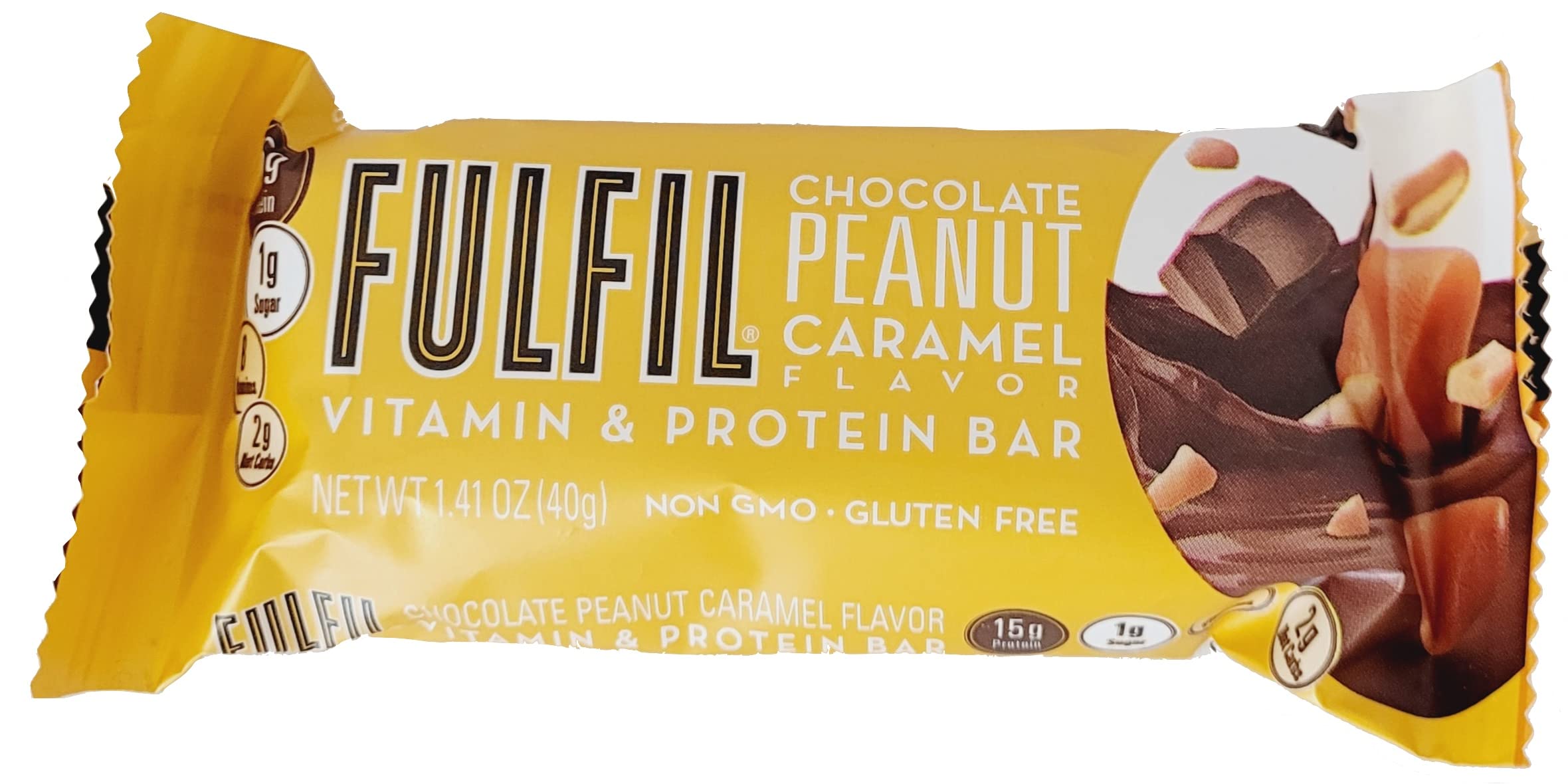 Fulfil Protein & Vitamin Bars - Chocolate Peanut Caramel, Peanut Butter & Hazelnut Flavors - 6 Pack (1.41oz Each) - High Protein Snack for Workouts, Travel & On-the-Go Energy - Includes Free Bag Clip