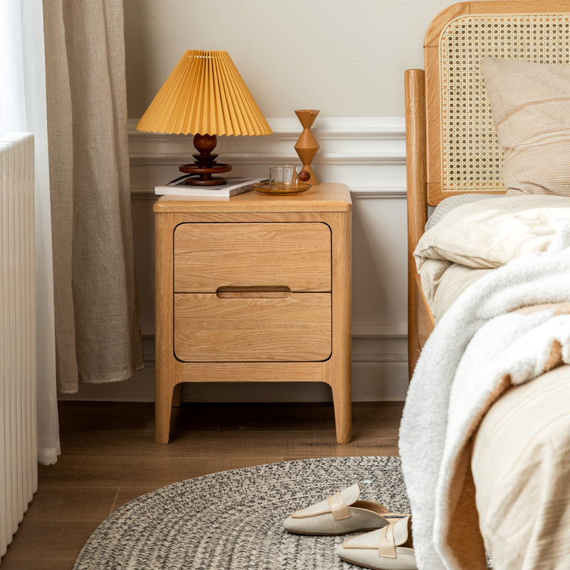 Solid Oak Wood Nightstand - Sturdy Bedside Table with Drawer for Bedroom, Living Room, or Guest Room - Perfect for Storage and Decor
