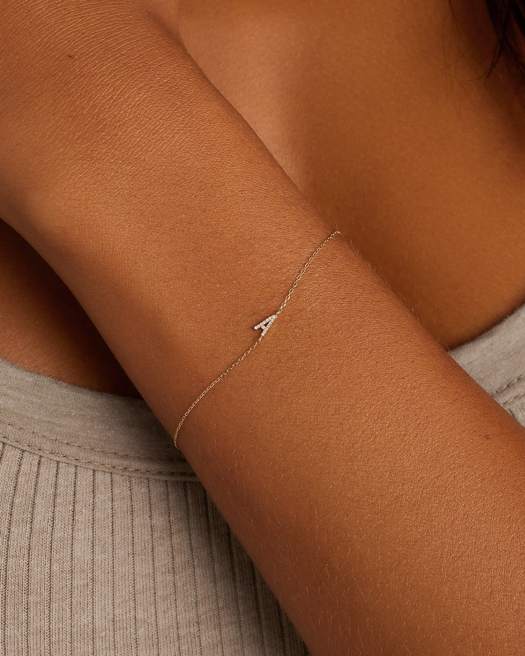 Diamond Pavé Alphabet Bracelet - Personalized Initial Letter Bracelet for Women, Sterling Silver or Gold Plated, Elegant Gift for Birthday, Anniversary, Valentine's Day | Perfect for Everyday Wear & Special Occasions