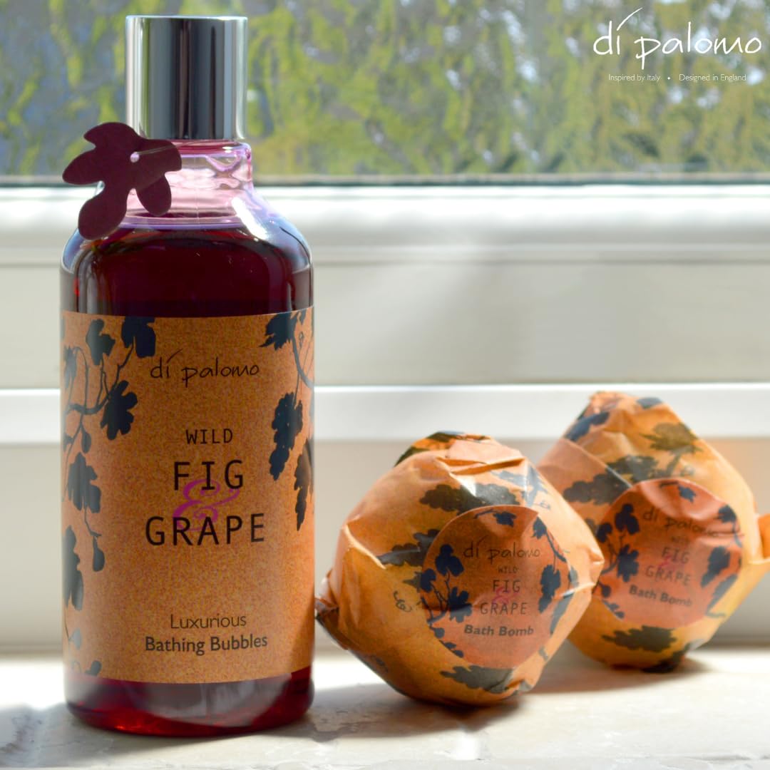 Di Palomo Vegan Wild Fig & Grape Luxury Bathing Bubbles 300ml - Foaming Bubble Bath & Body Wash with Nourishing Skin Care | Relaxing Bath Foam Gift Set for Women - Perfect for Spa Nights, Self-Care Rituals & Romantic Gifts