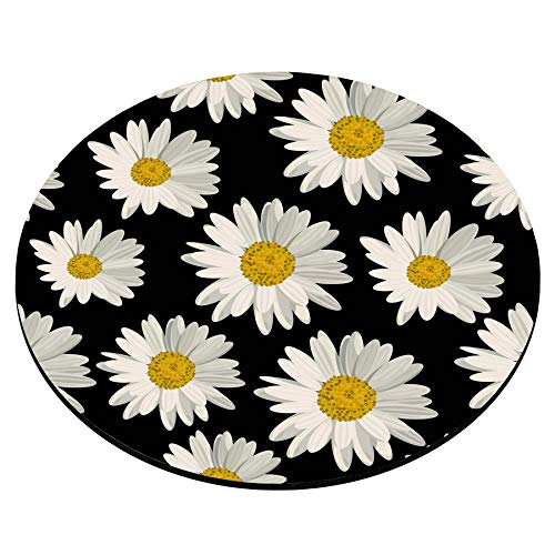 Custom Round Gaming Mouse Pad with White Daisies Design - Non-Slip Rubber Base, Smooth Surface for PC/Laptop - Perfect for Office, Home & Gaming Setup