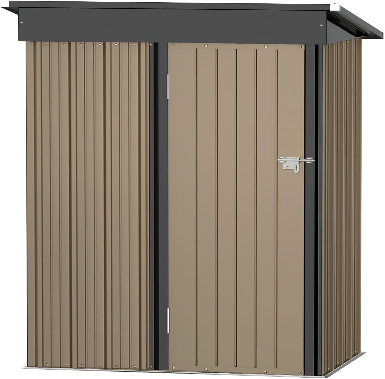 JUMMICO 5x3 FT Outdoor Metal Storage Shed with Lockable Door - Waterproof Garden Tool Shed for Backyard, Patio & Lawn (Brown) | Perfect for Storing Lawn Mowers, Bikes & Gardening Equipment