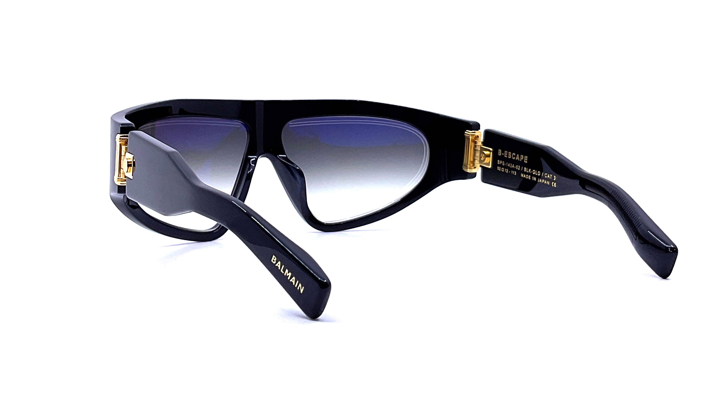 Balmain B Escape Sunglasses - Black Gold/Grey Gradient Aviator Style for Men & Women - Perfect for Outdoor Activities, Travel & Fashion