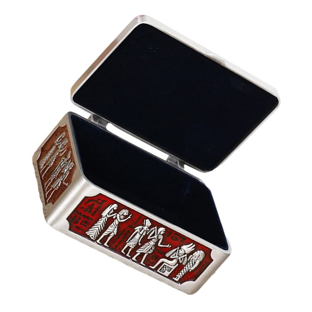 Vintage Metal Jewelry Box - Small Ring Organizer Storage Case with Egyptian Design for Rings, Earrings & Trinkets | Perfect for Travel, Vanity & Gift Giving