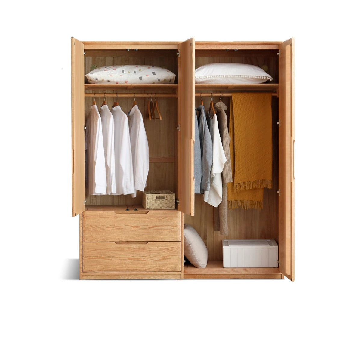 Solid Oak Wood Wardrobe - Spacious Storage for Bedroom, Closet & Home Organization | Durable & Stylish Furniture for Modern Living Spaces
