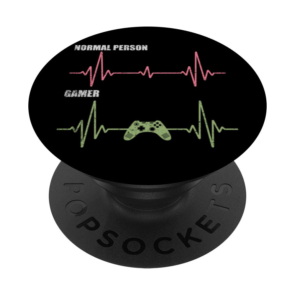Gamer Heartbeat Video Games Lover Gaming PopSockets - Phone Grip & Stand for iPhone, Samsung, Tablets - Perfect for Gaming, Streaming & Daily Use