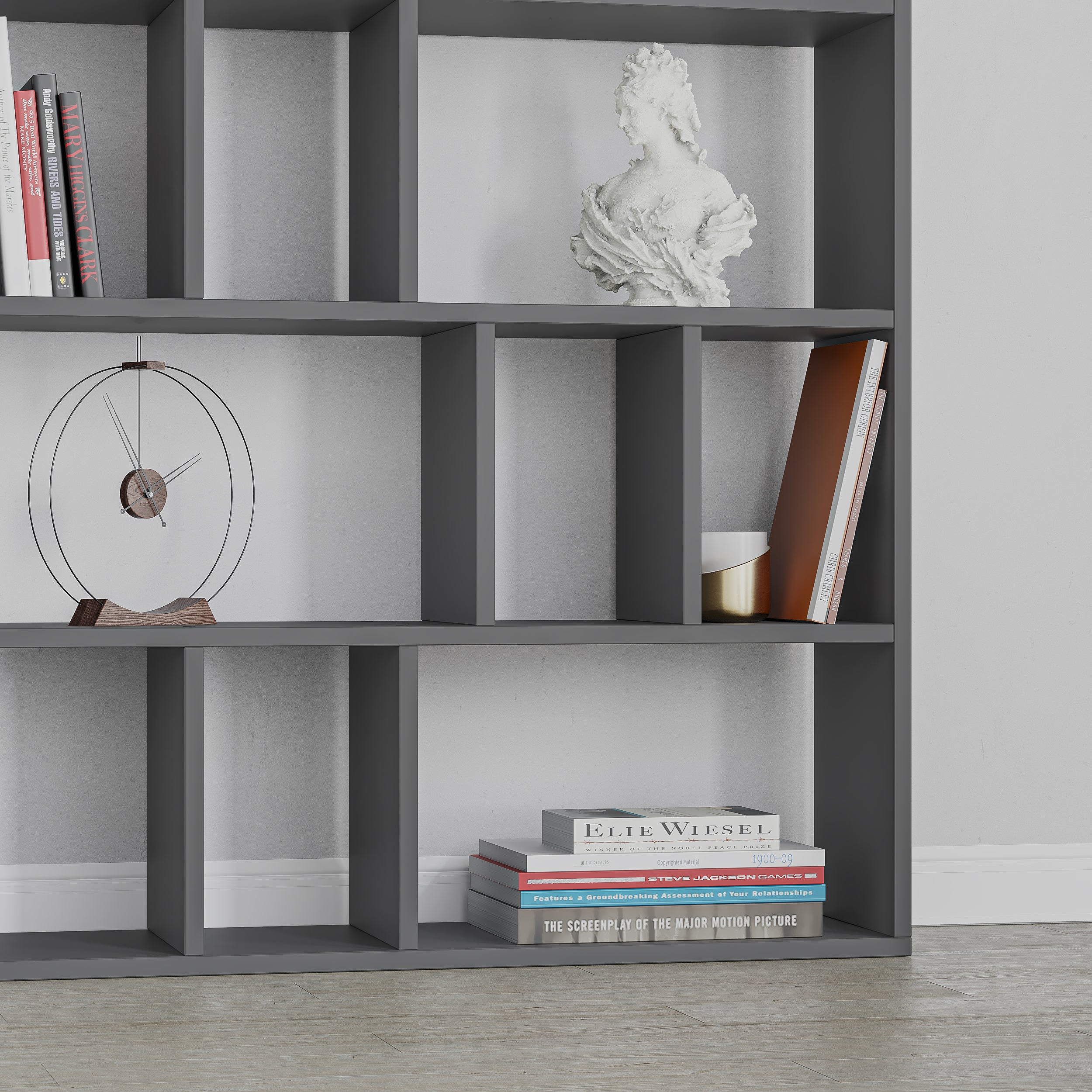Modern Nevada Bookcase - 5-Tier Wooden Bookshelf for Home & Office - Stylish Storage for Books, Decor & Essentials - Perfect for Living Room, Bedroom or Study