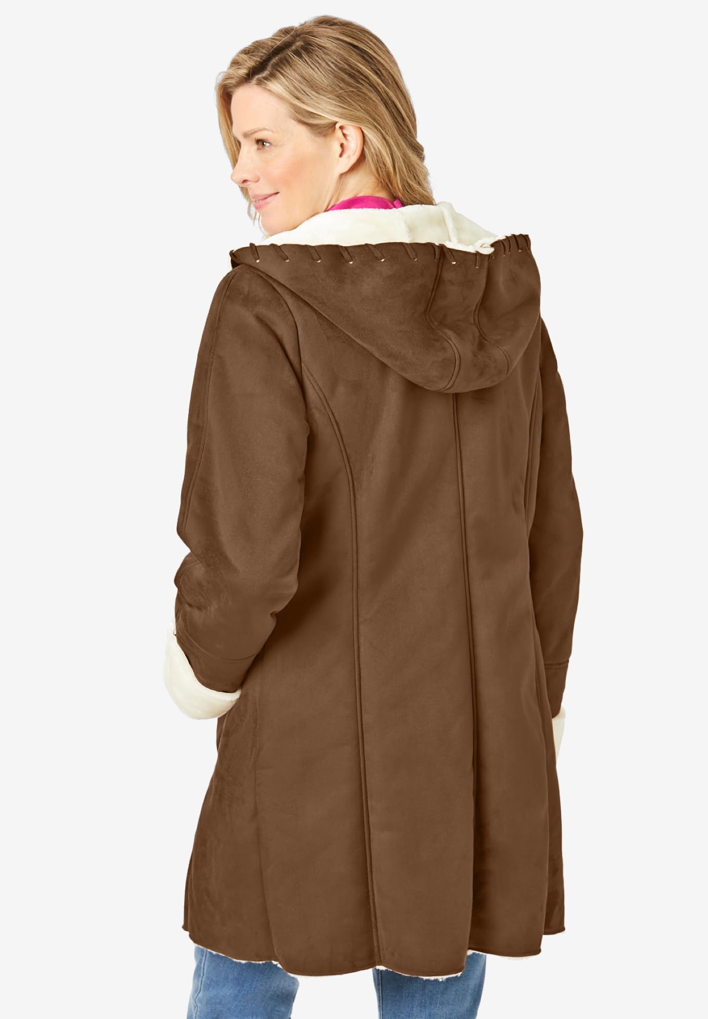 Woman Within Women's Plus Size Faux-Shearling Toggle Coat - Warm Winter Jacket for Curvy Women | Perfect for Cold Weather, Outdoor Activities & Casual Outfits