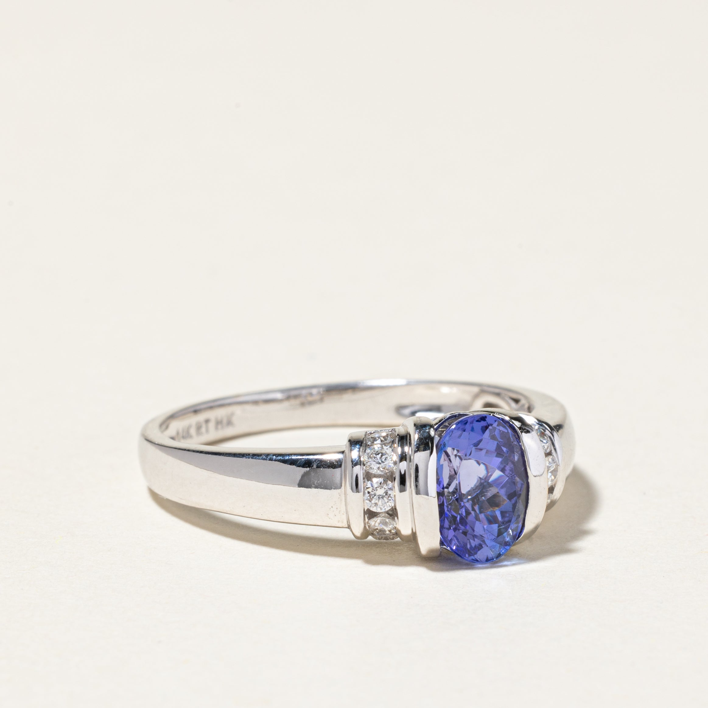 14K White Gold Tanzanite and Diamond Ring - 1.39ct Tanzanite with 0.25ctw Diamonds - Size 10 | Elegant Engagement, Anniversary or Gift Jewelry for Women