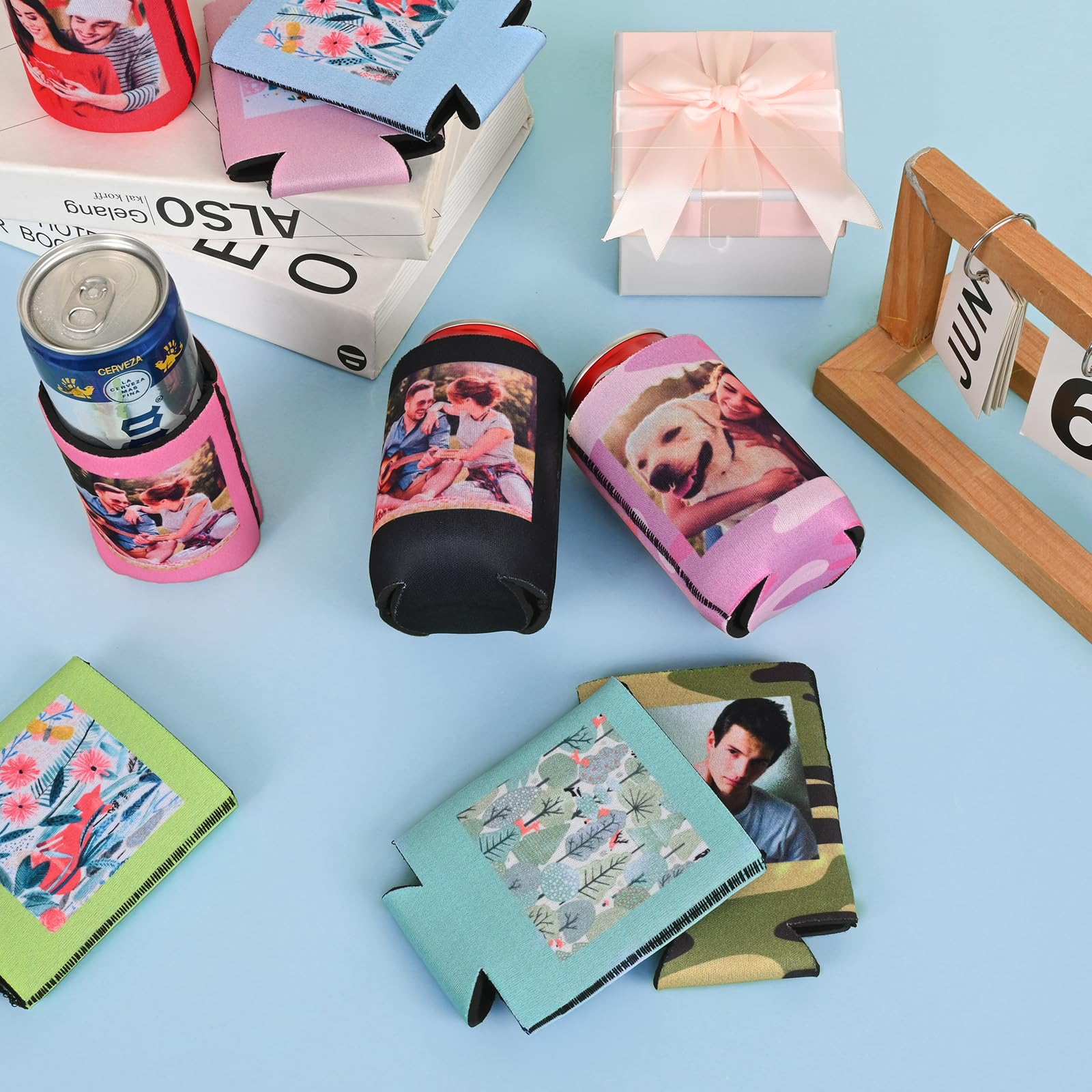 Livole Custom Beer Can Cooler Sleeves Bulk - Personalized Insulated Beverage Can Cooler with Photo, Text & Image for Wedding, Birthday Party, BBQ, Tailgating & Outdoor Events (Black, 1 Pack)