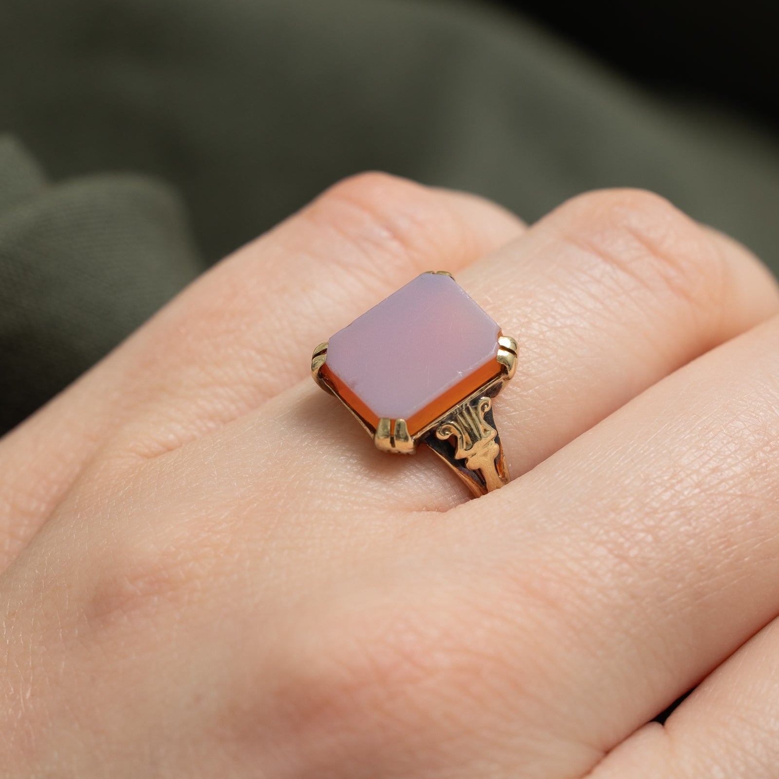14K Yellow Gold Onyx Ring for Women - 3.00ct Genuine Black Onyx Stone, Size 6 - Elegant Statement Jewelry for Evening Parties, Weddings & Special Occasions